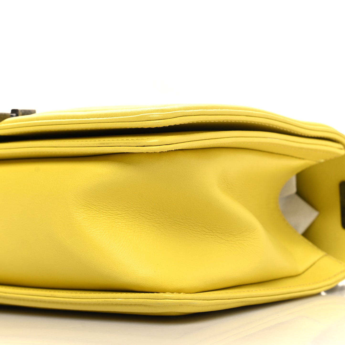 Calfskin Chevron Quilted Medium Boy Flap Yellow