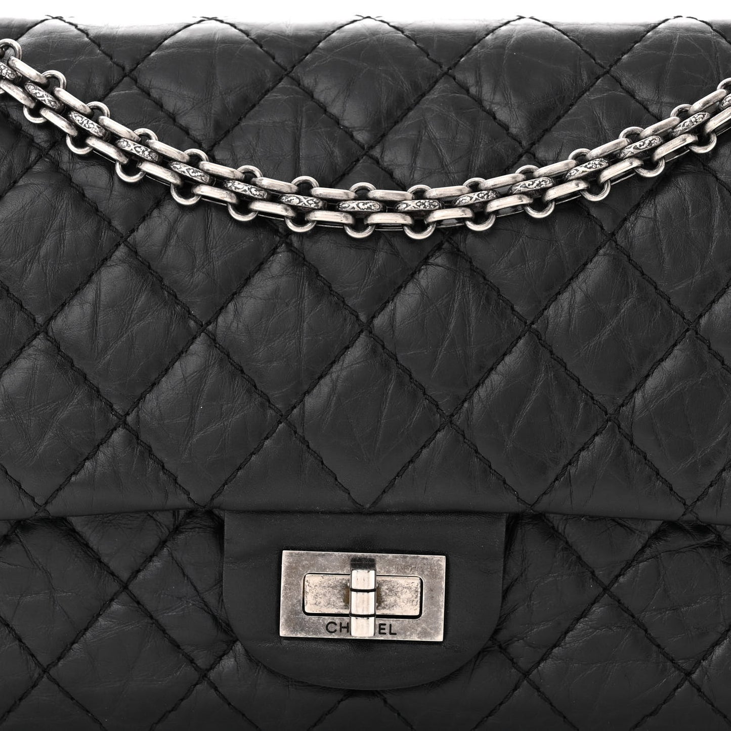 Aged Calfskin Quilted 2.55 Reissue 225 Flap Black