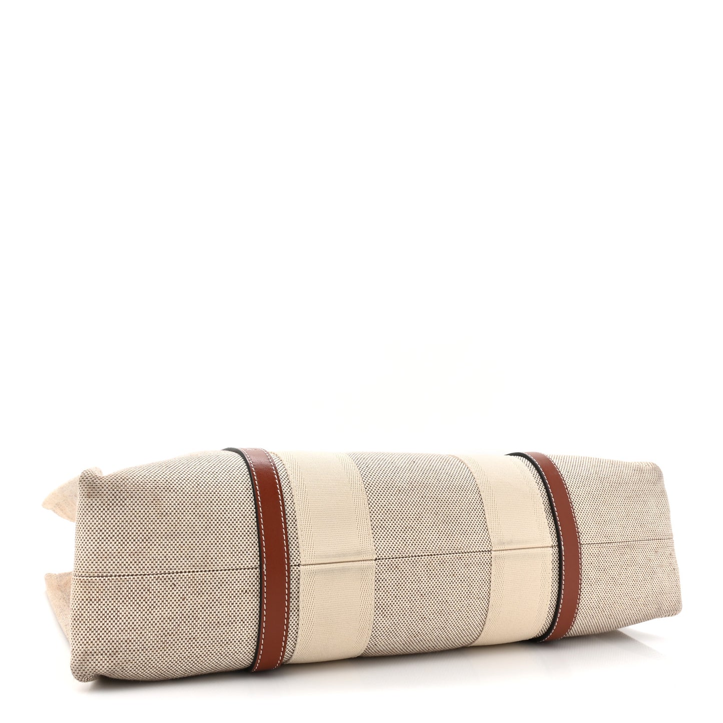 Cotton Calfskin Large Woody Ribbon Tote White Brown