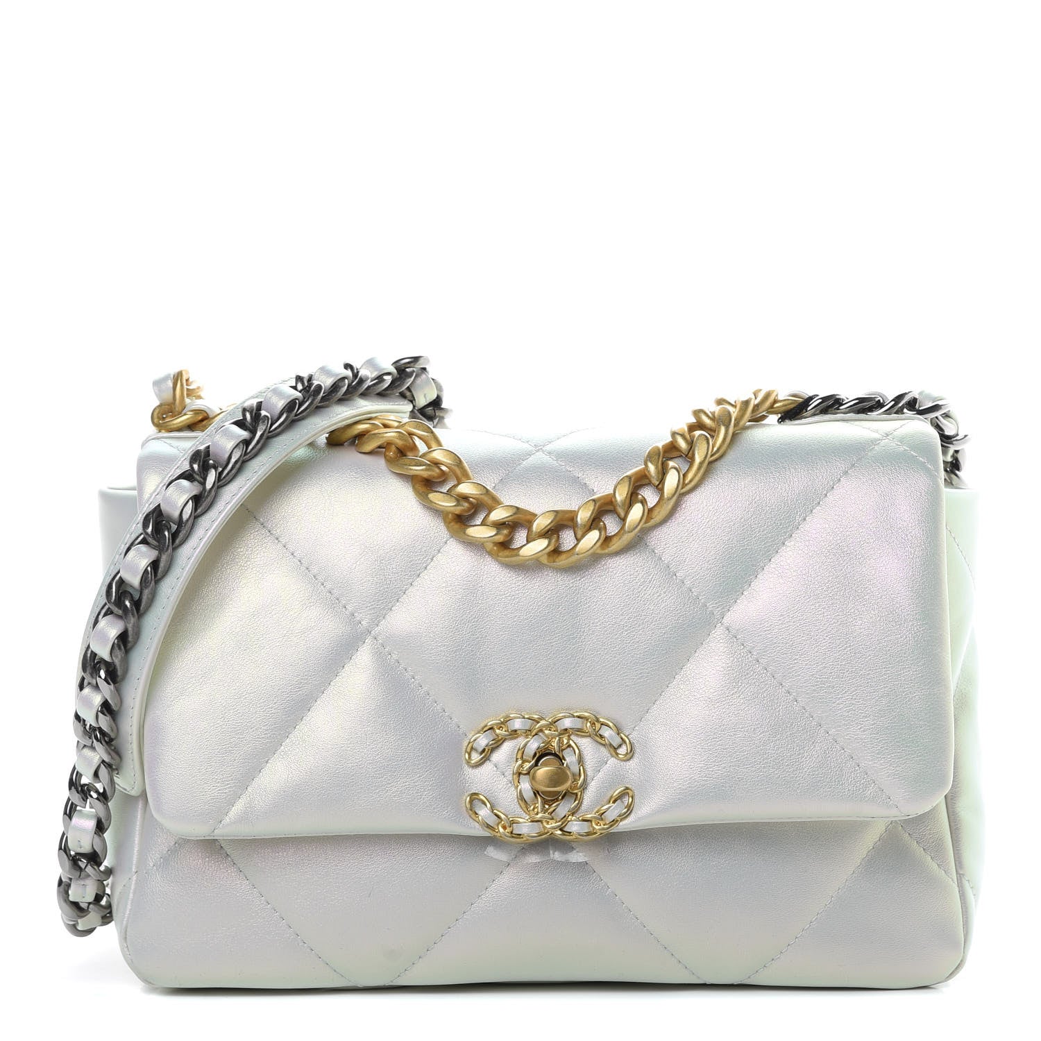 Iridescent Calfskin Quilted Medium Chanel 19 Flap Pink main image 1