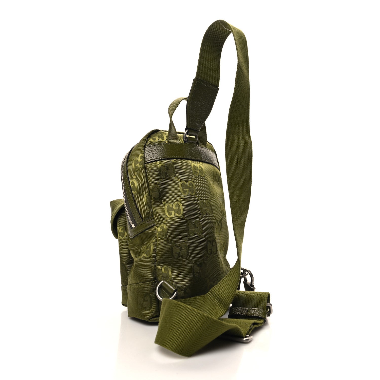 Gucci Econyl Nylon Monogram Off The Grid Sling Backpack Juniper Green 3 of 11