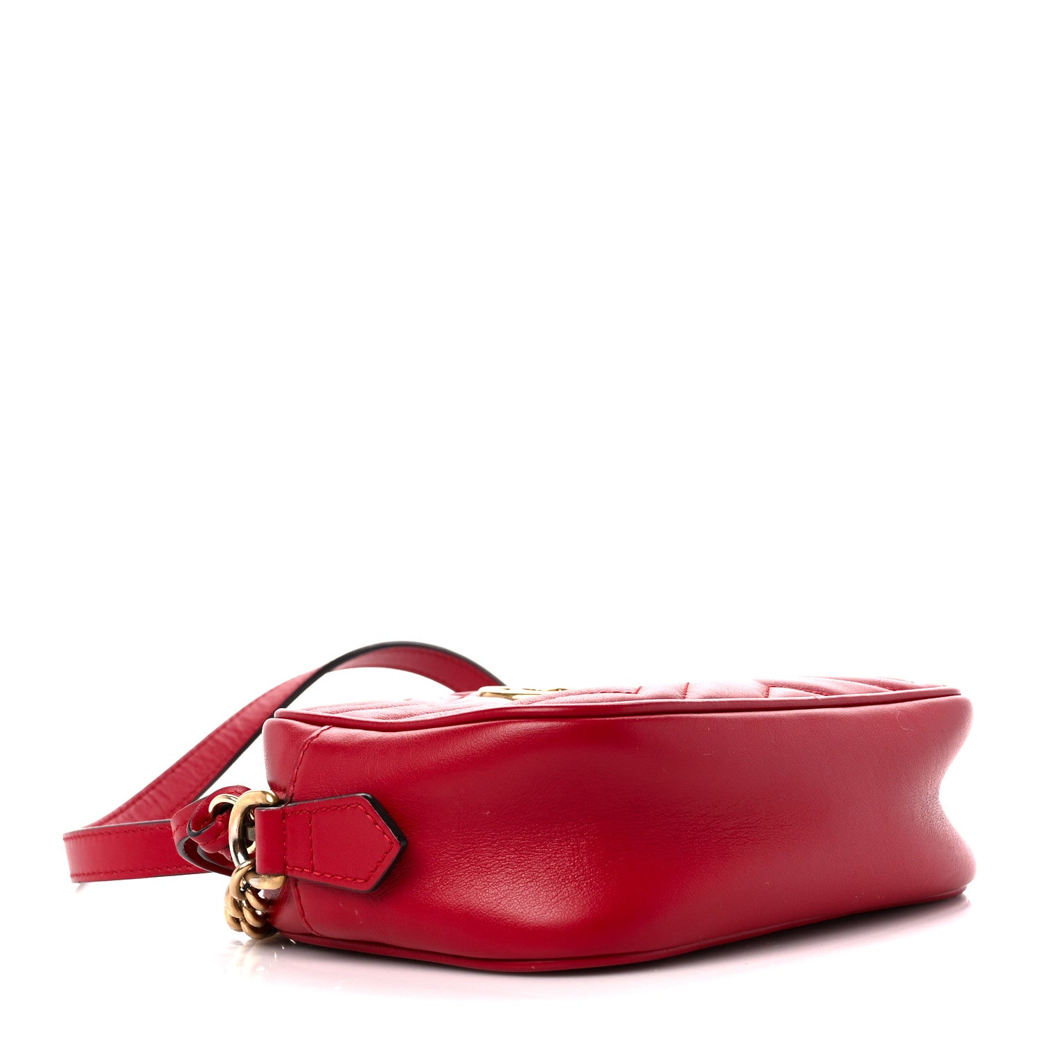 Gucci Calfskin Matelasse Mini GG Marmont Chain Shoulder Bag Hibiscus Red 4 of 12