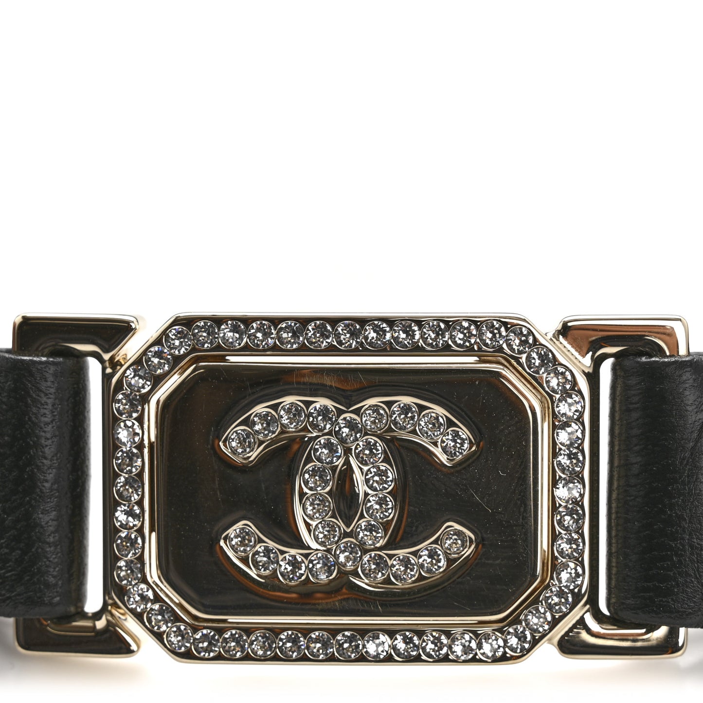 Lambskin Ruched Crystal CC Belt 75 30 Black