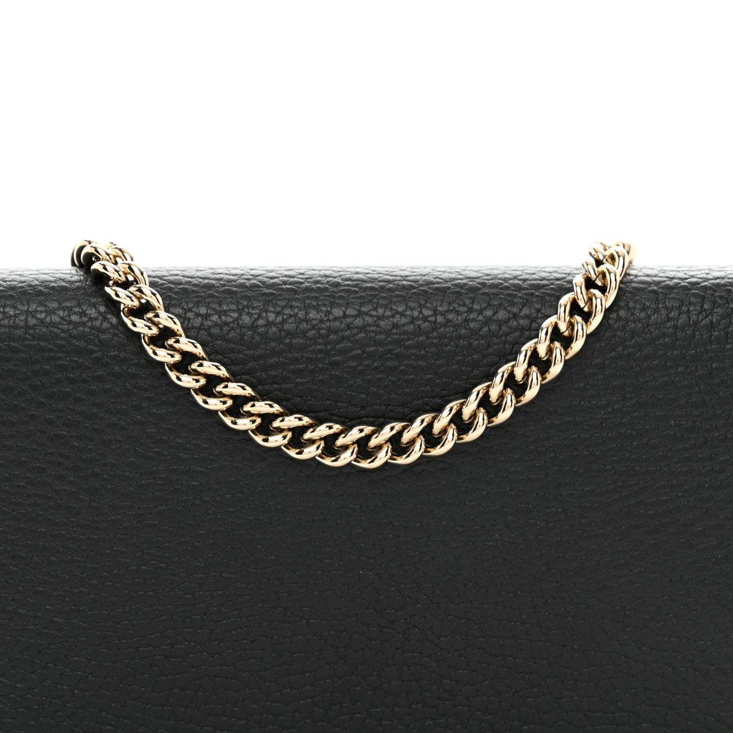 Dollar Calfskin Medium Betty Chain Wallet Black