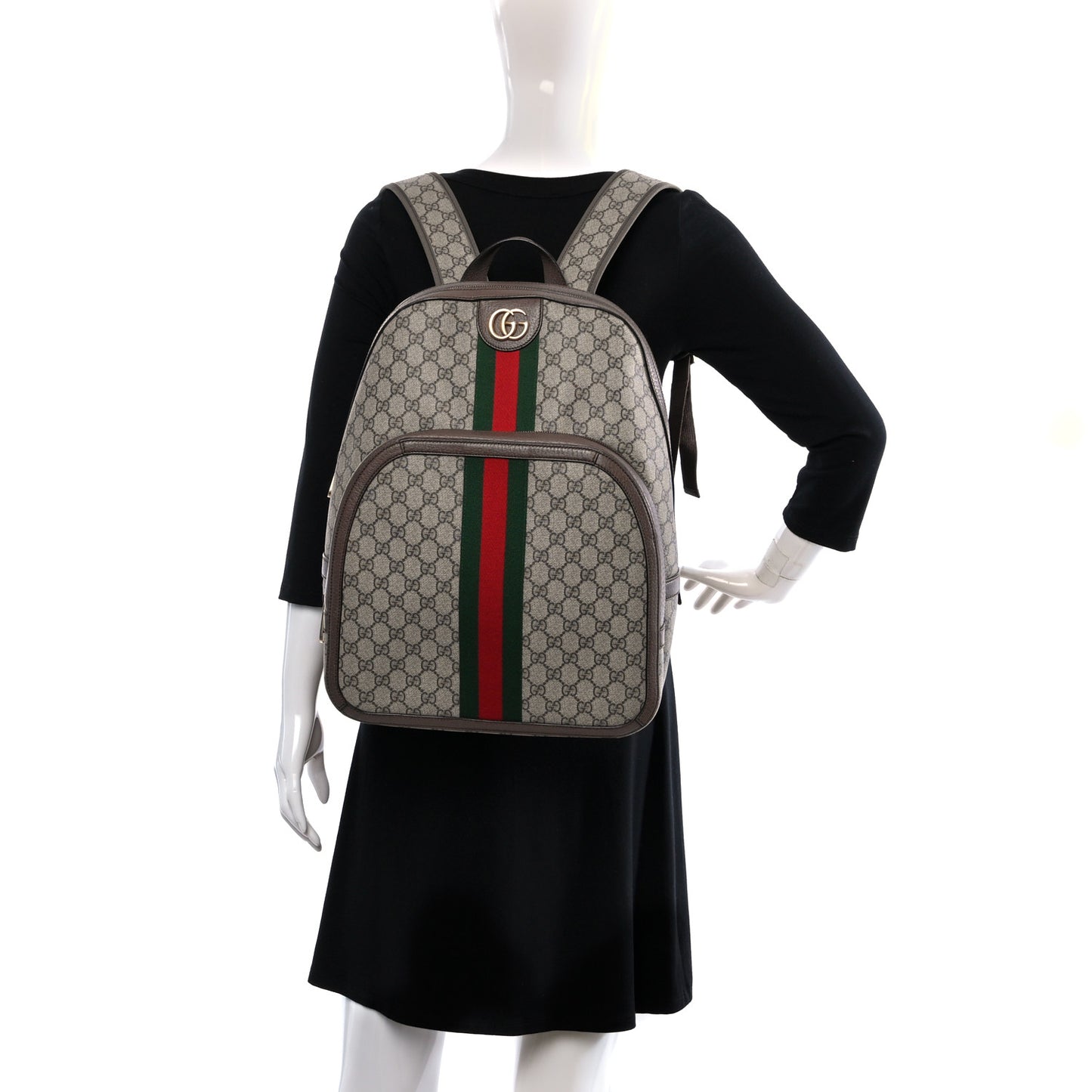 GG Supreme Monogram Medium Ophidia Day Backpack Brown