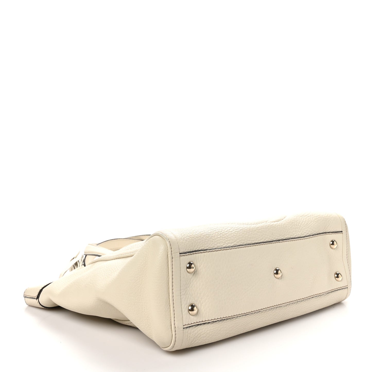 Pebbled Calfskin Small Soho Top Handle Bag Off White
