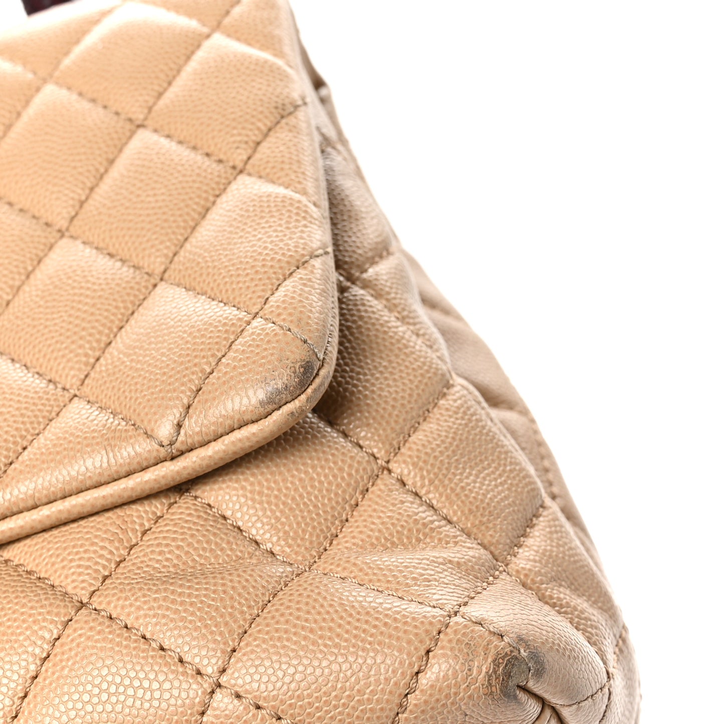 Caviar Lizard Embossed Quilted Small Coco Handle Flap Beige