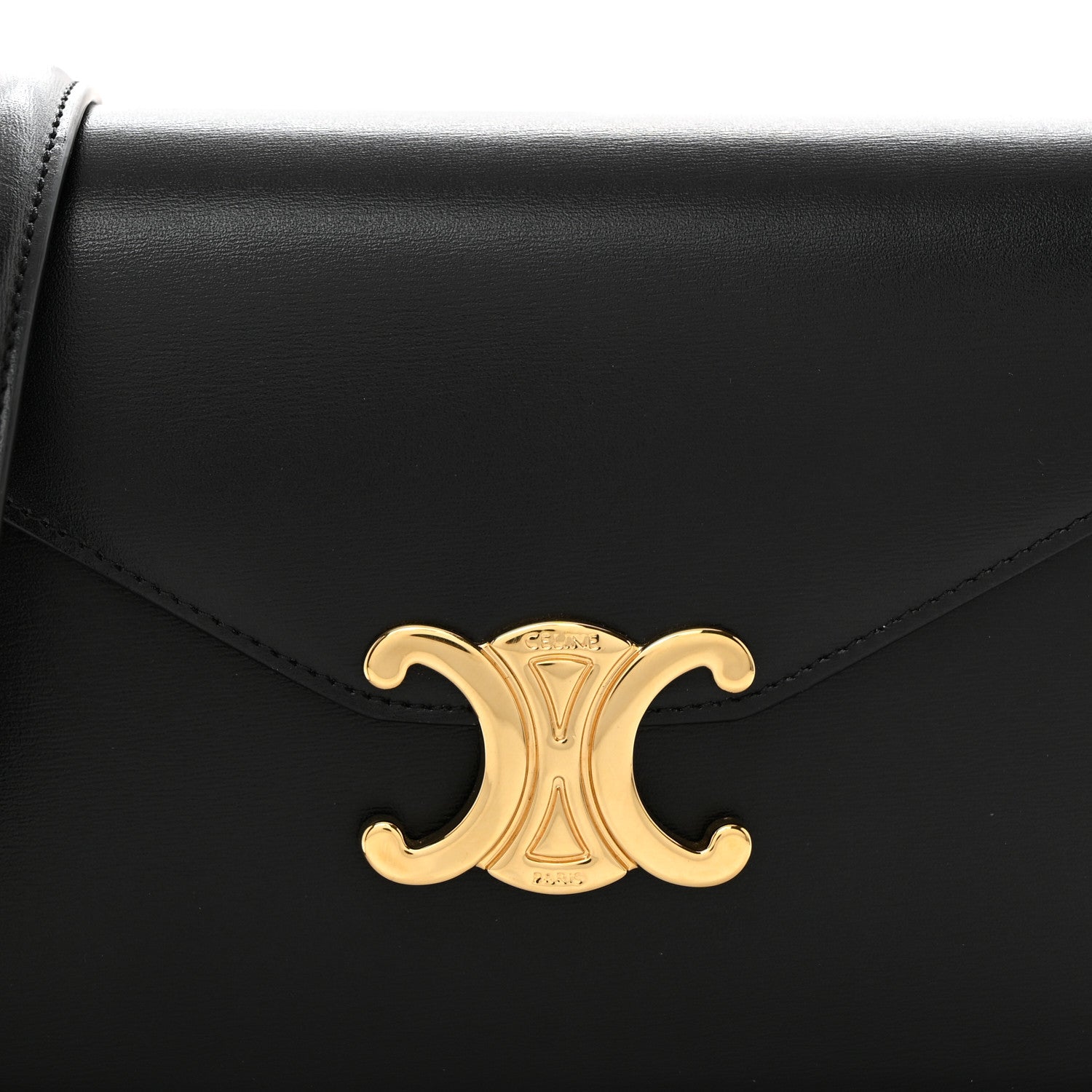 Celine Shiny Calfskin Triomphe Margo Wallet on Chain Black 8 of 10