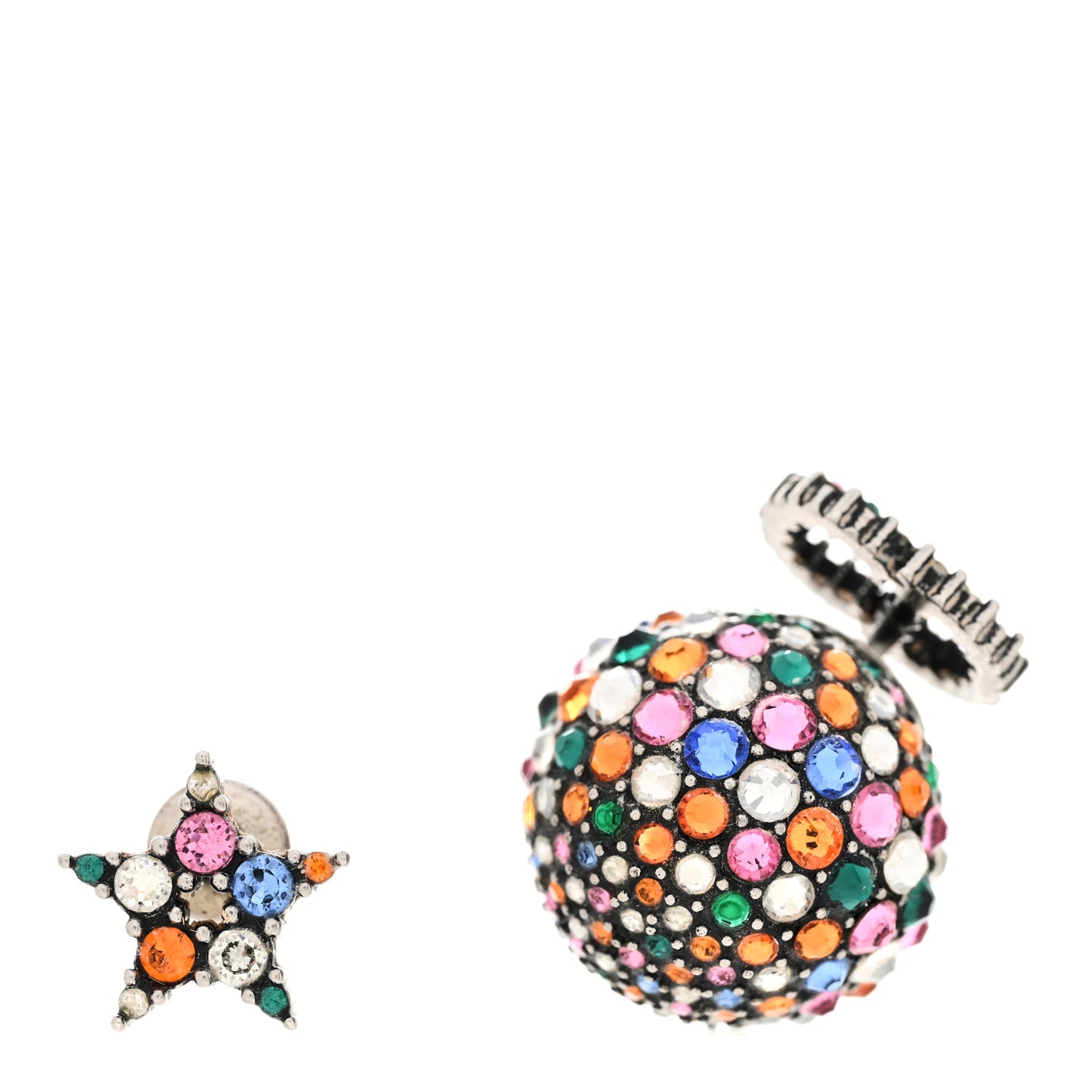 Crystal Mise En Dior Tribal Earrings Multicolor Antique Silver