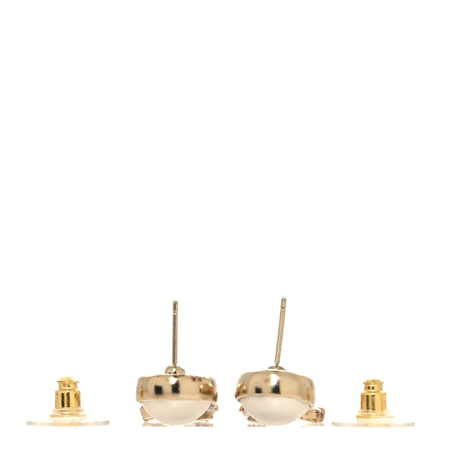 Pearl Crystal CC Flower Drop Earrings Gold Pearly White