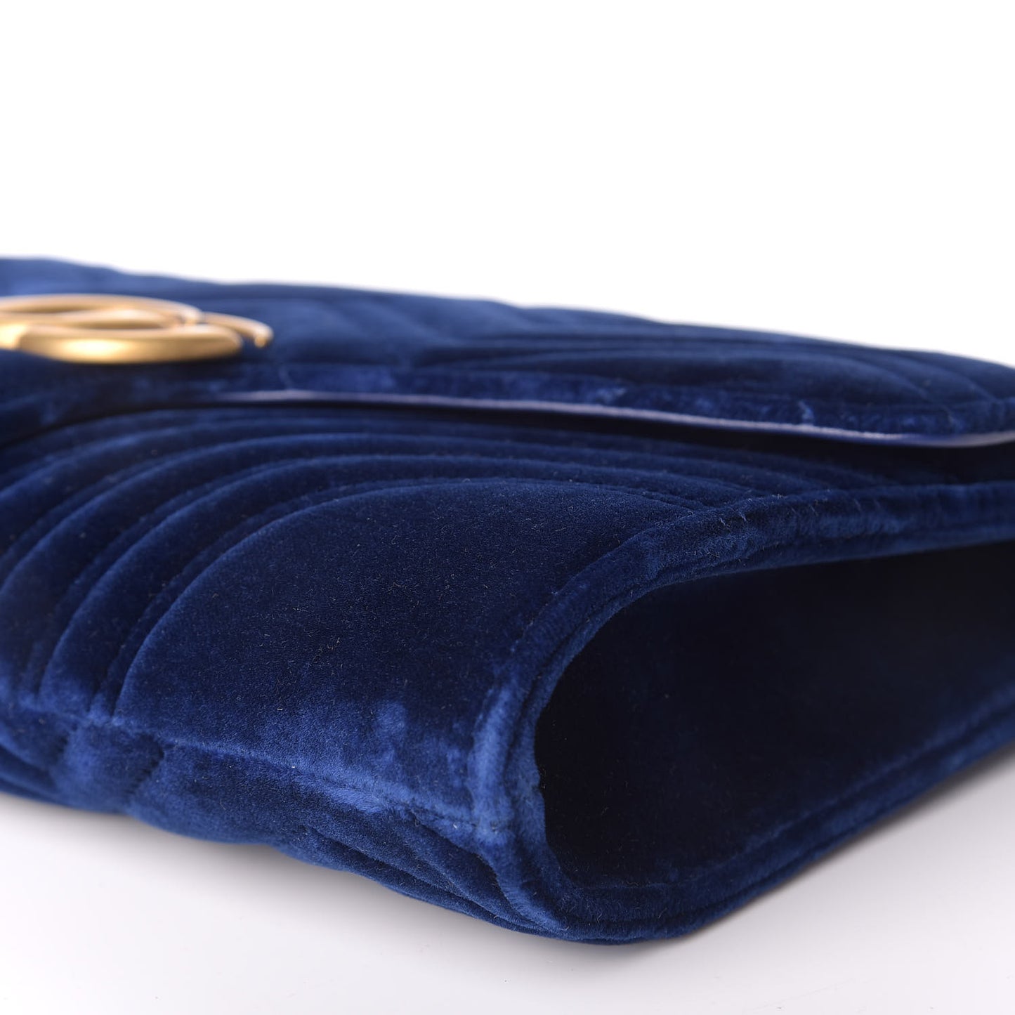 Velvet Matelasse GG Marmont Clutch Cobalt Blue