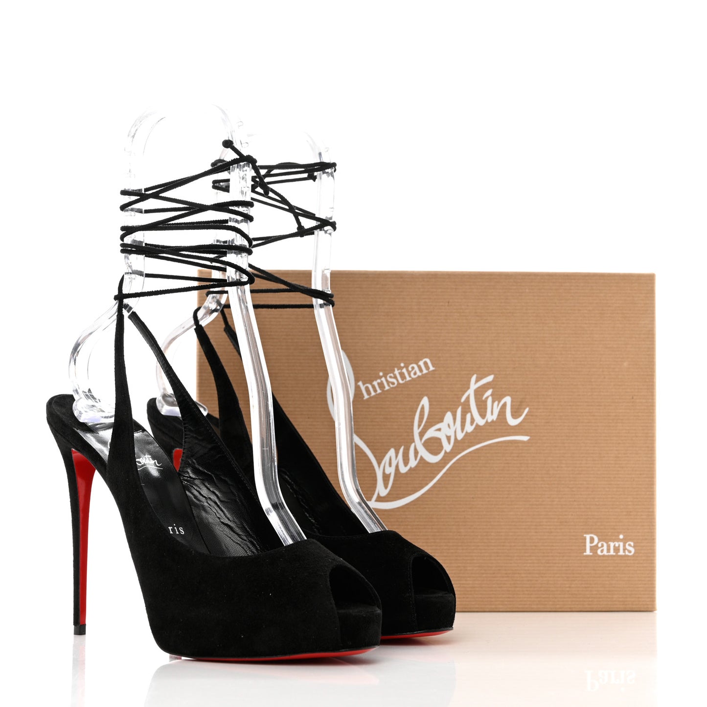 Veau Velours Lace Up NVP 120 Peep Toe Pump 39 Black