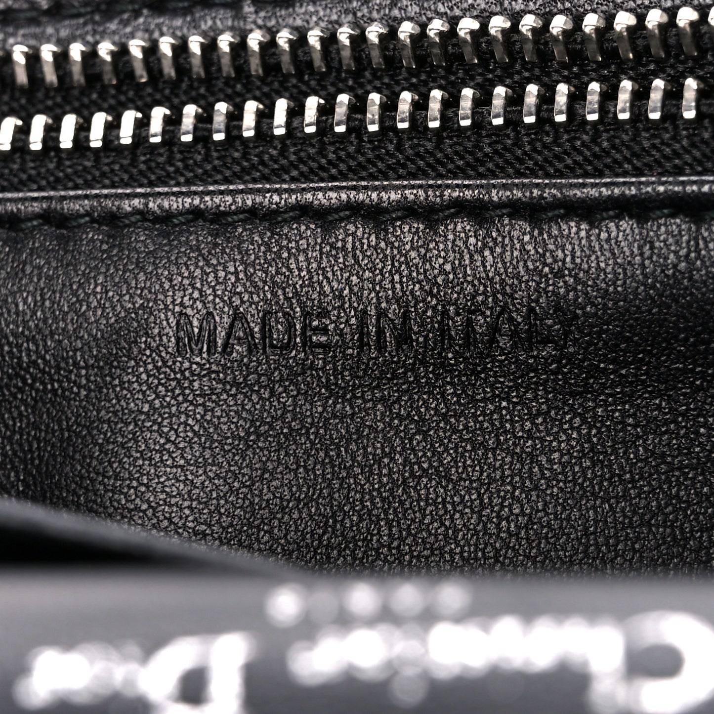 Calfskin Patch Embroidered Diorama Chain Wallet Black