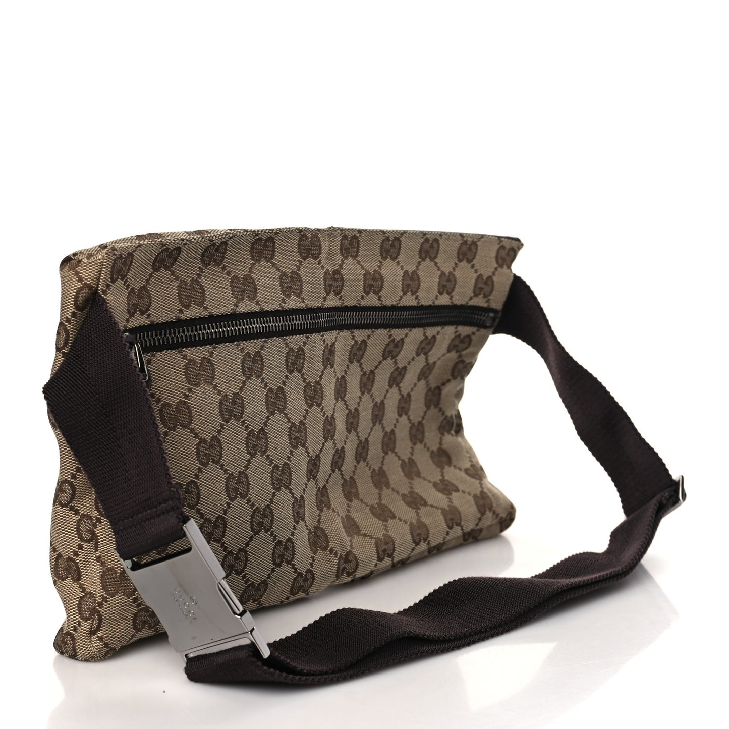 GG Monogram Double Pocket Belt Bag Dark Brown