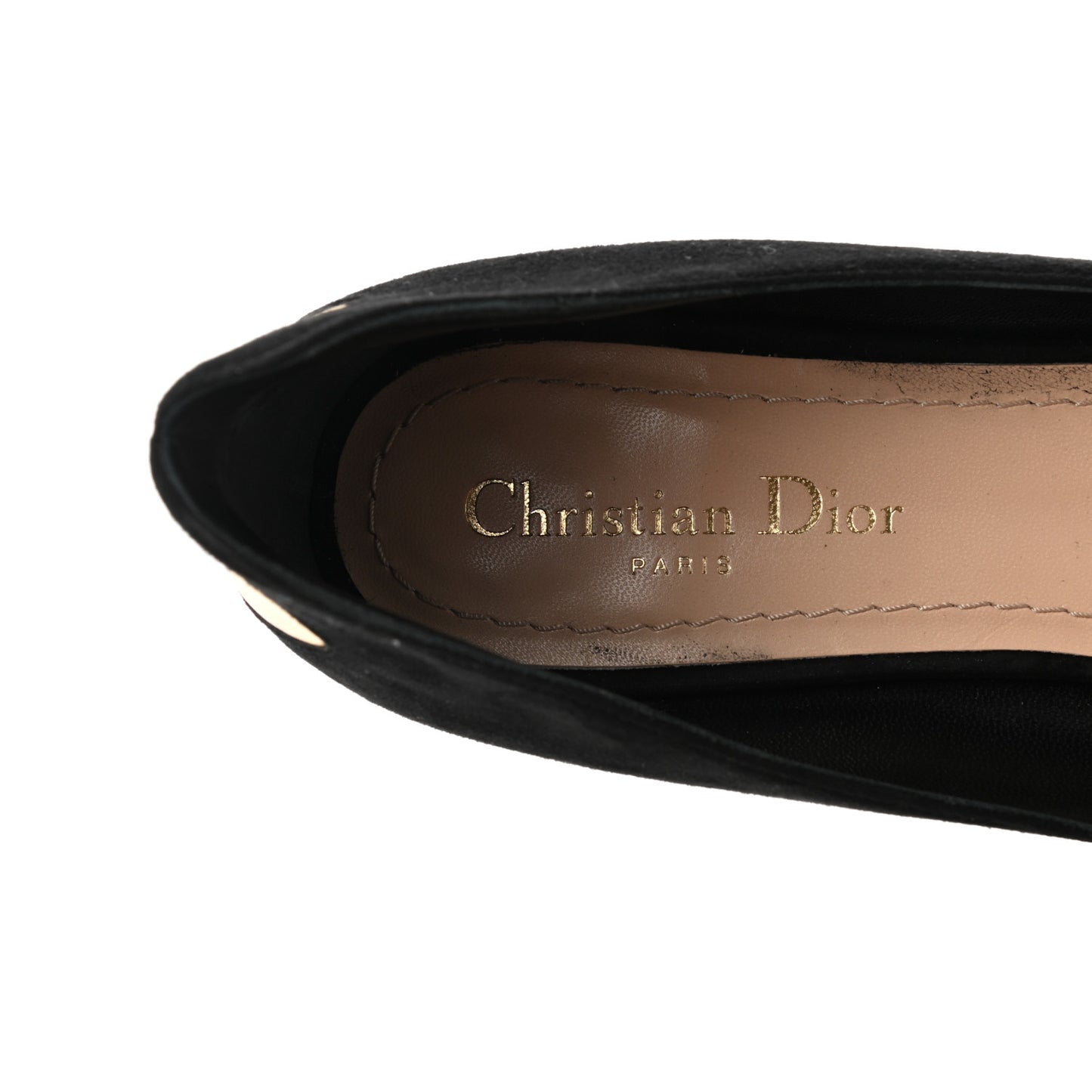 Suede Laminate Dioramour Ballet Flats 40 Black Gold