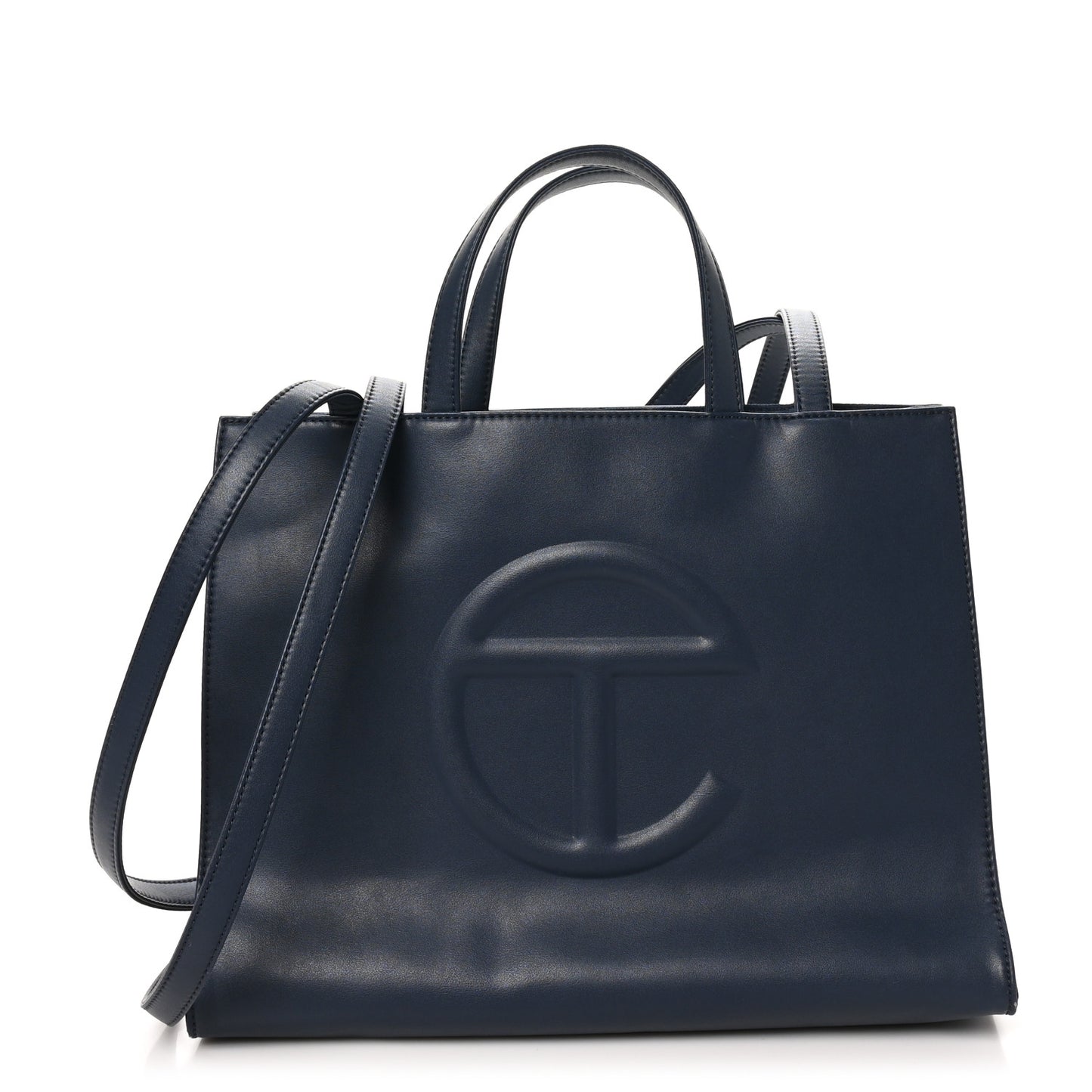 Vegan Leather Medium Shopping Bag Navy