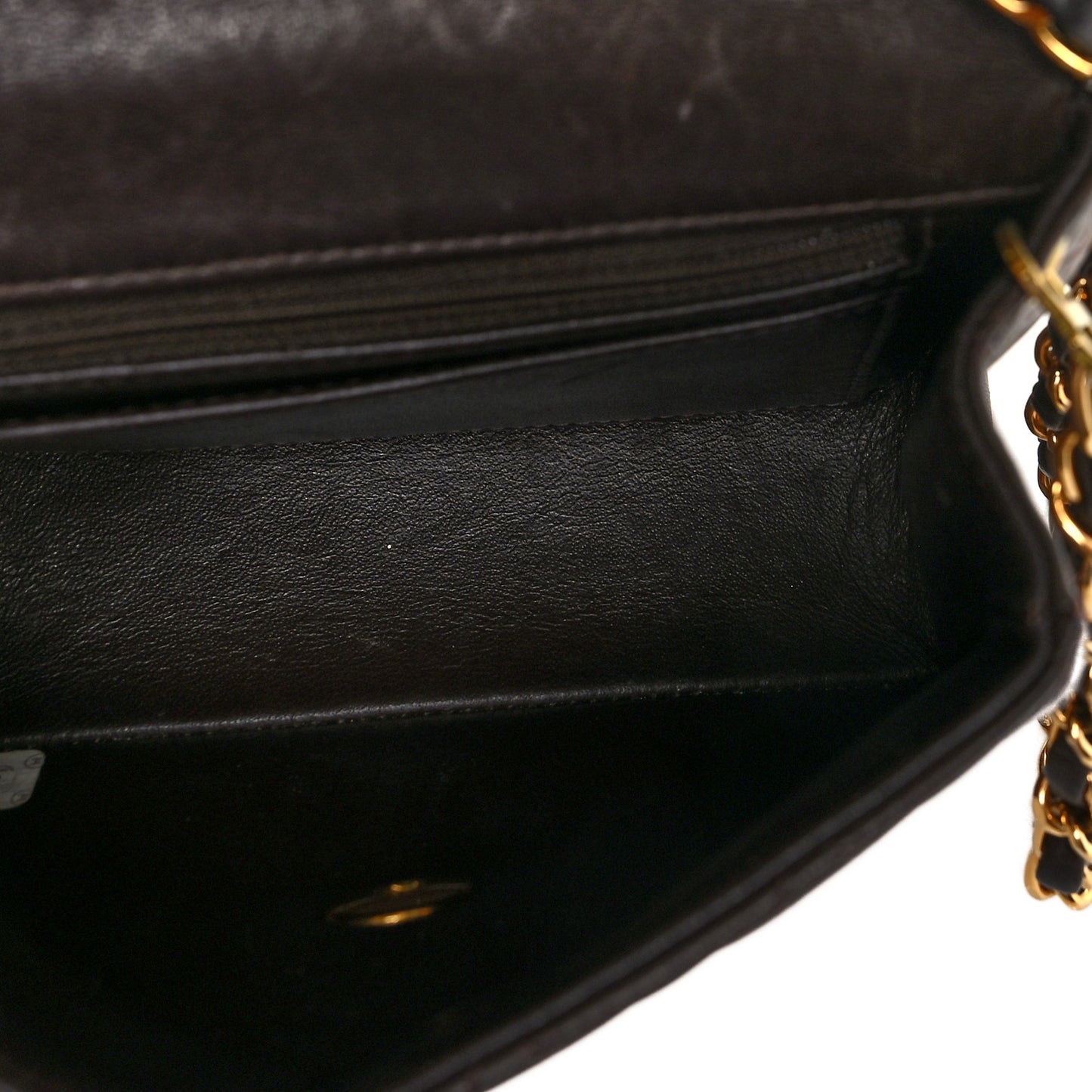 Lambskin Quilted Mini Square Flap Bag Dark Brown