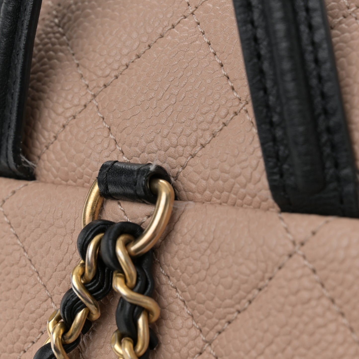 Caviar Quilted Filigree Backpack Beige Black