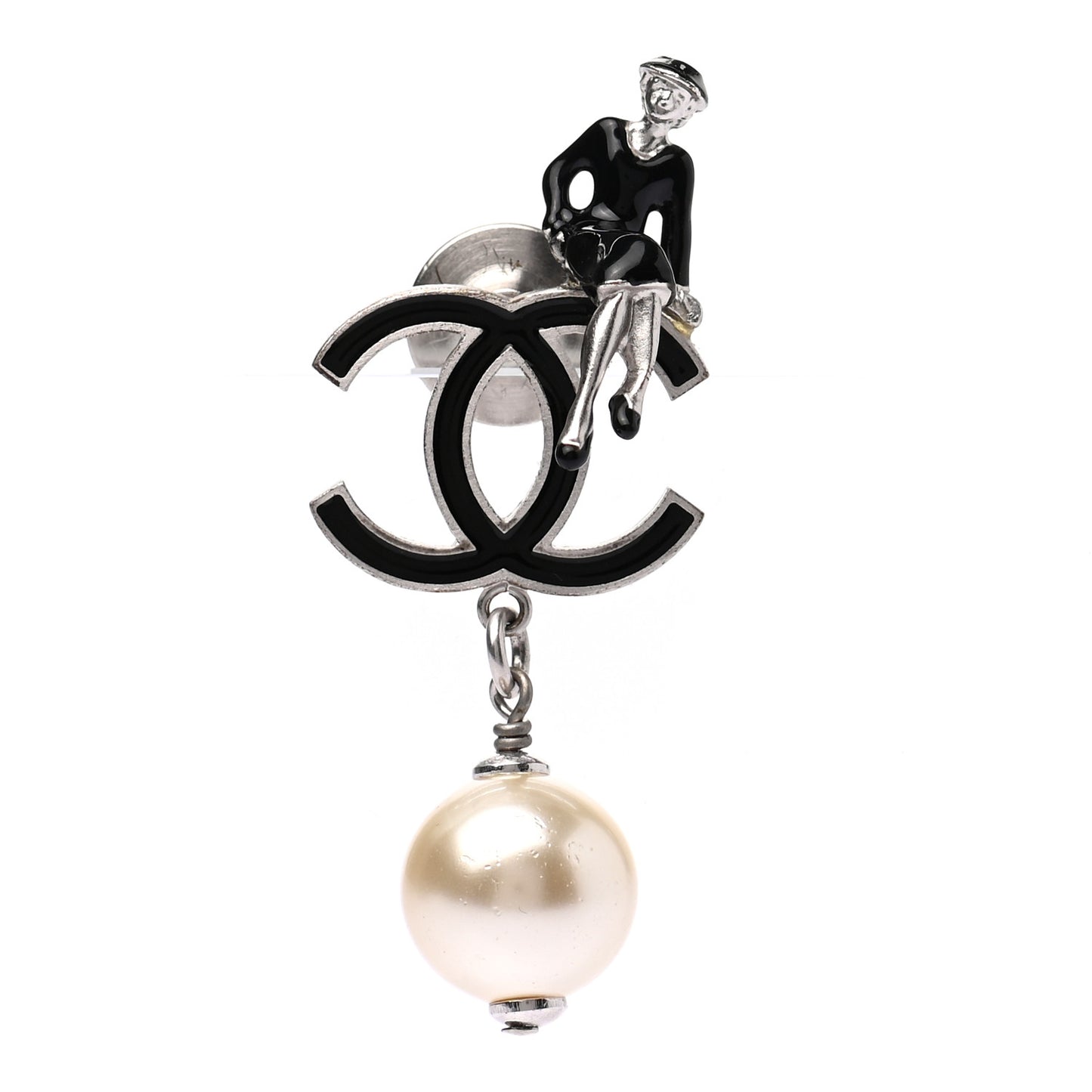 Pearl Resin Coco Pin Brooch Black Ivory
