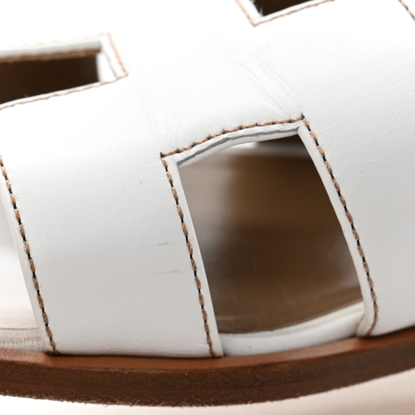 Box Calfskin Oran Sandals 35 White