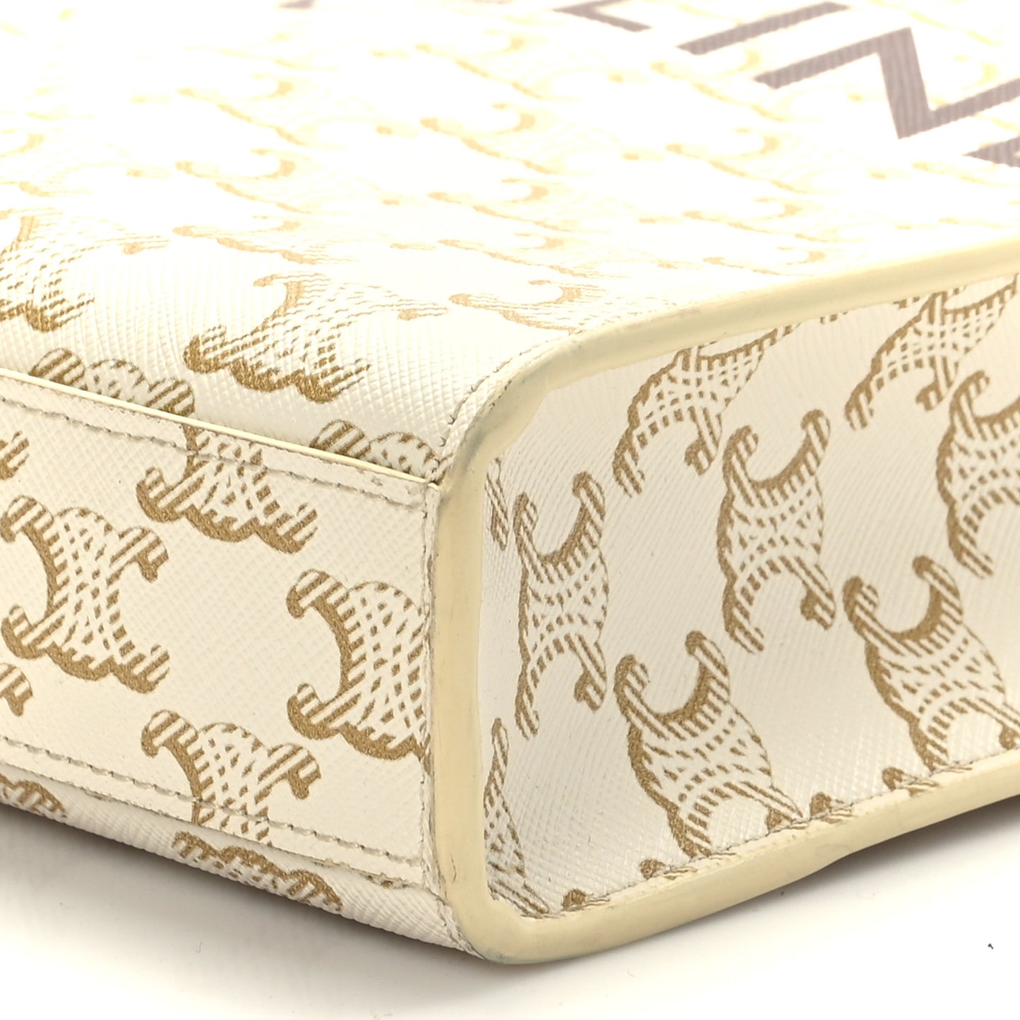 Triomphe Canvas Calfskin Mini Vertical Cabas White