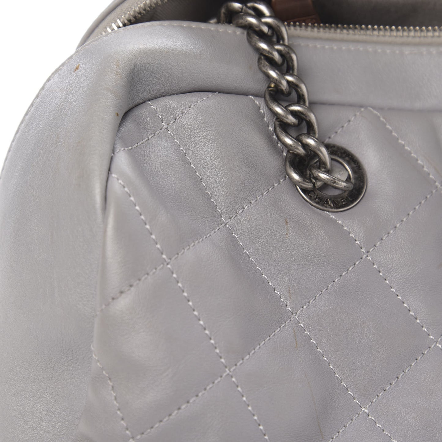 Calfskin Quilted Country Chic Bowler Grey
