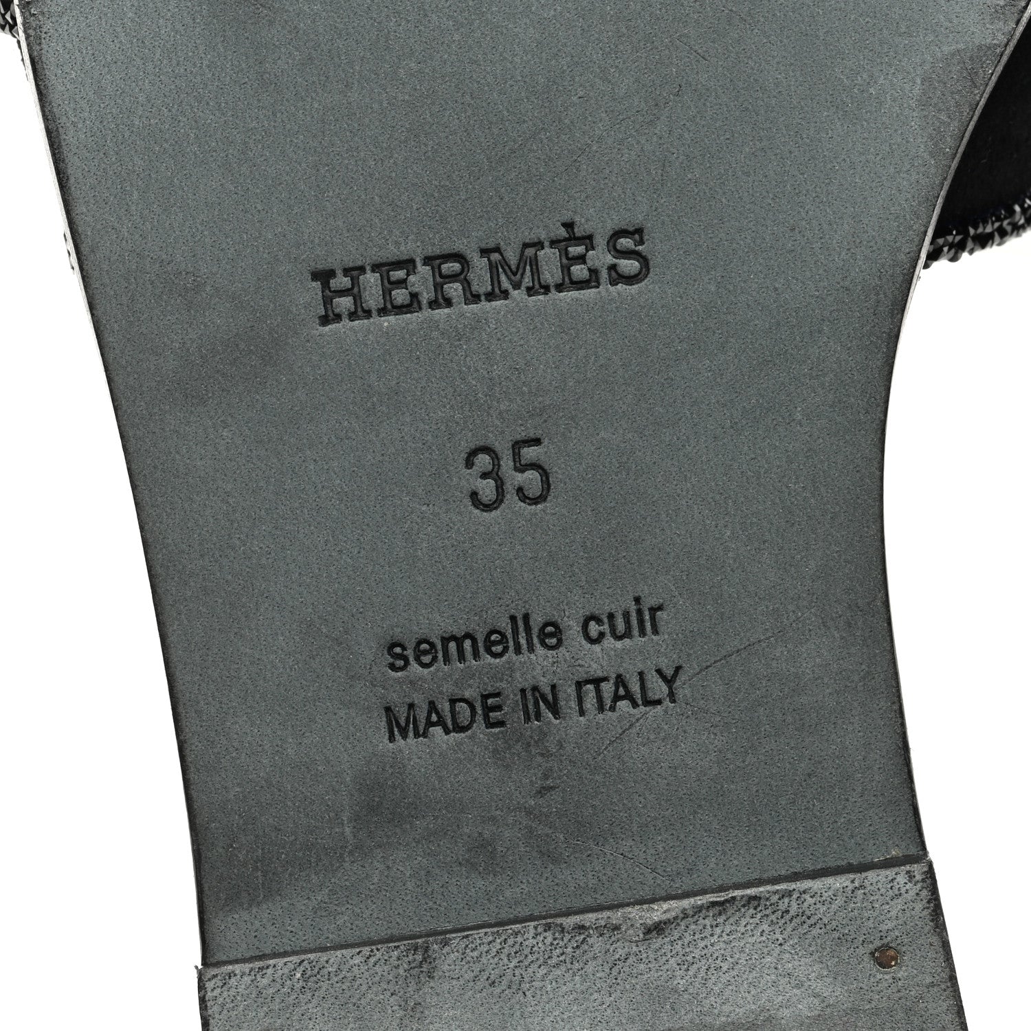 Hermes Suede Goatskin Crystal Embellished Oran Sandals 35 Black 6 of 7