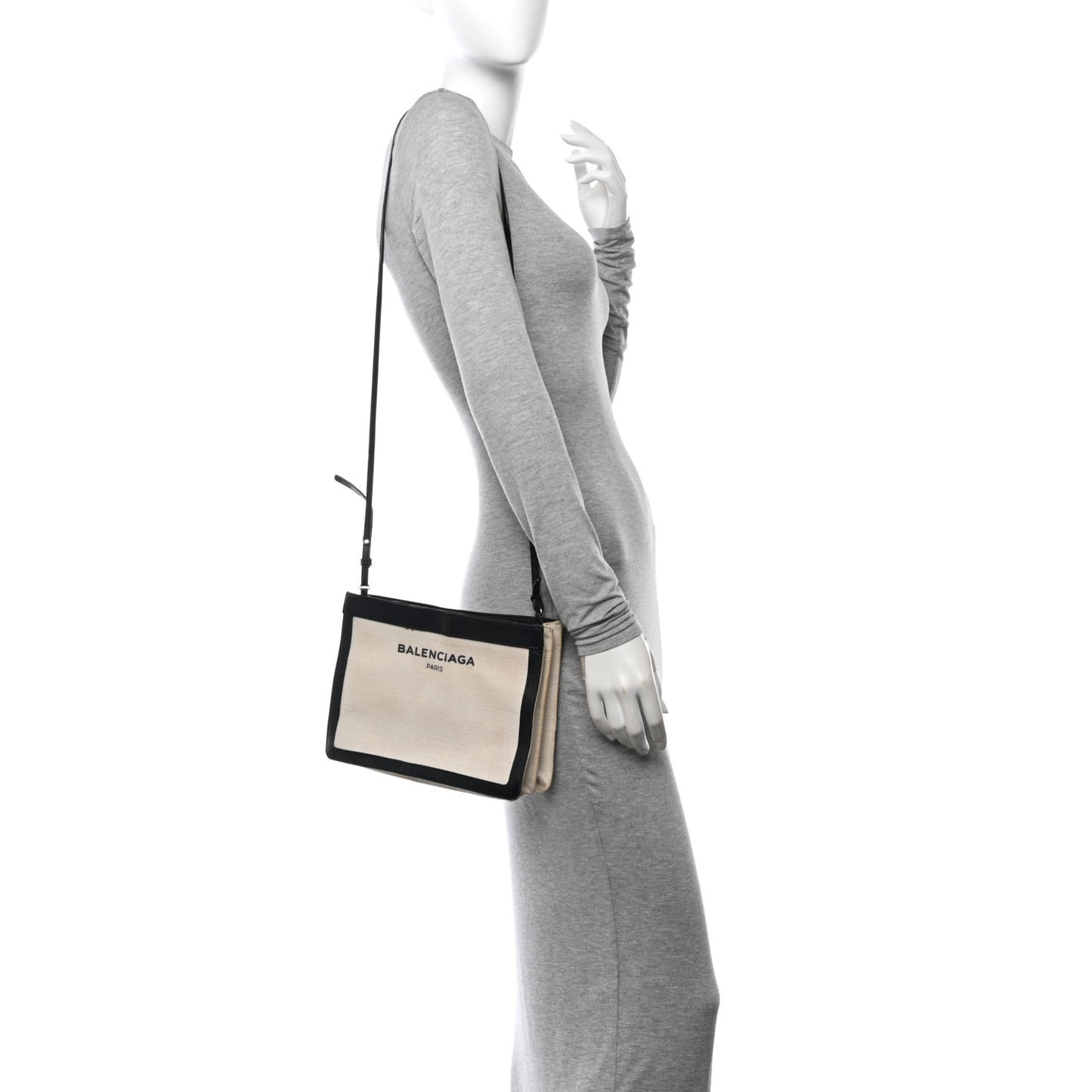 Cotton Canvas Pochette Crossbody Bag Black