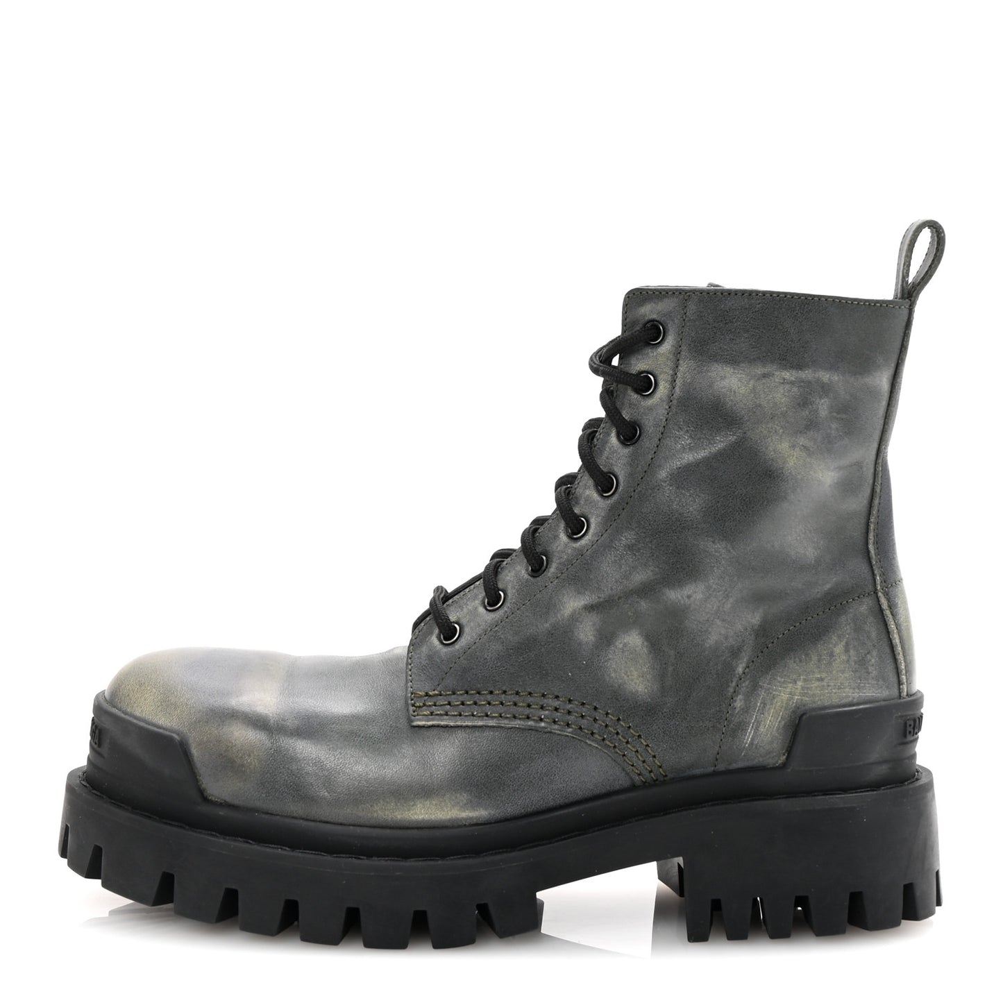 Aged Effect Calfskin Strike 20mm Lace Up Boots 37 Kaki