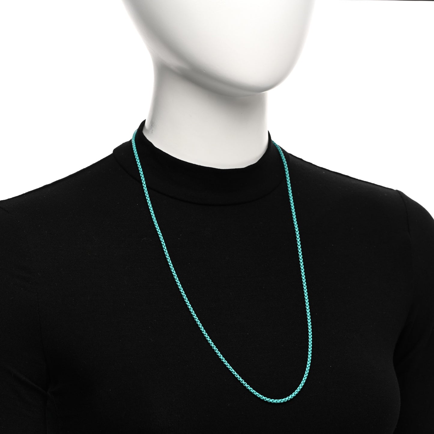 Stainless Steel 14K Yellow Gold Acrylic Bel Aire Chain Necklace 27" Turquoise