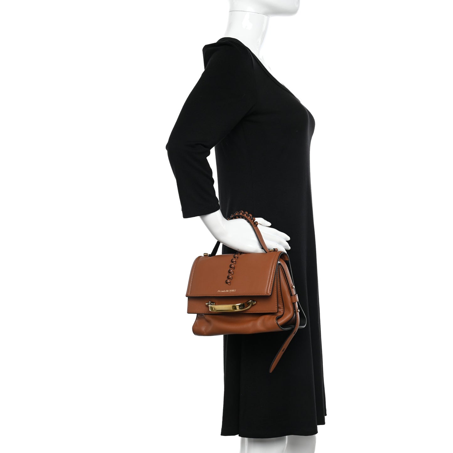 Calfskin Braided The Small The Story Shoulder Bag Brown Black