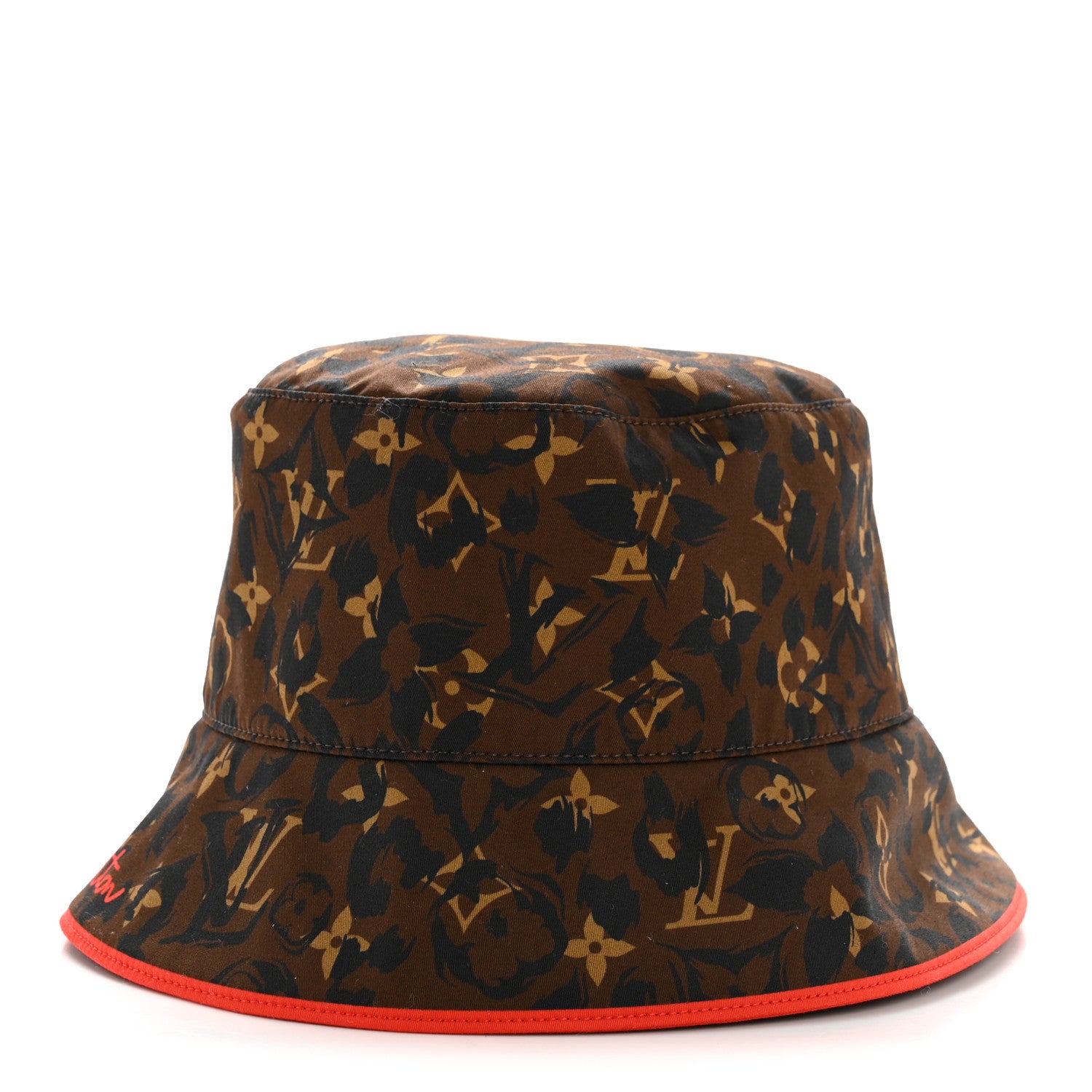 Louis Vuitton Cotton LV Safari Bucket Hat S Black Red 1856126