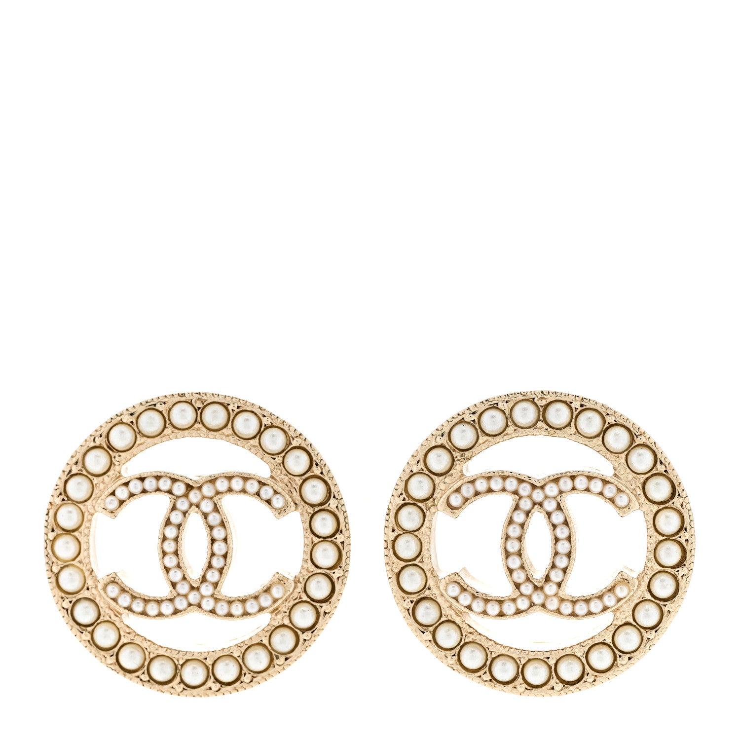 Chanel Pearl CC Round Earrings Gold 1 of 5