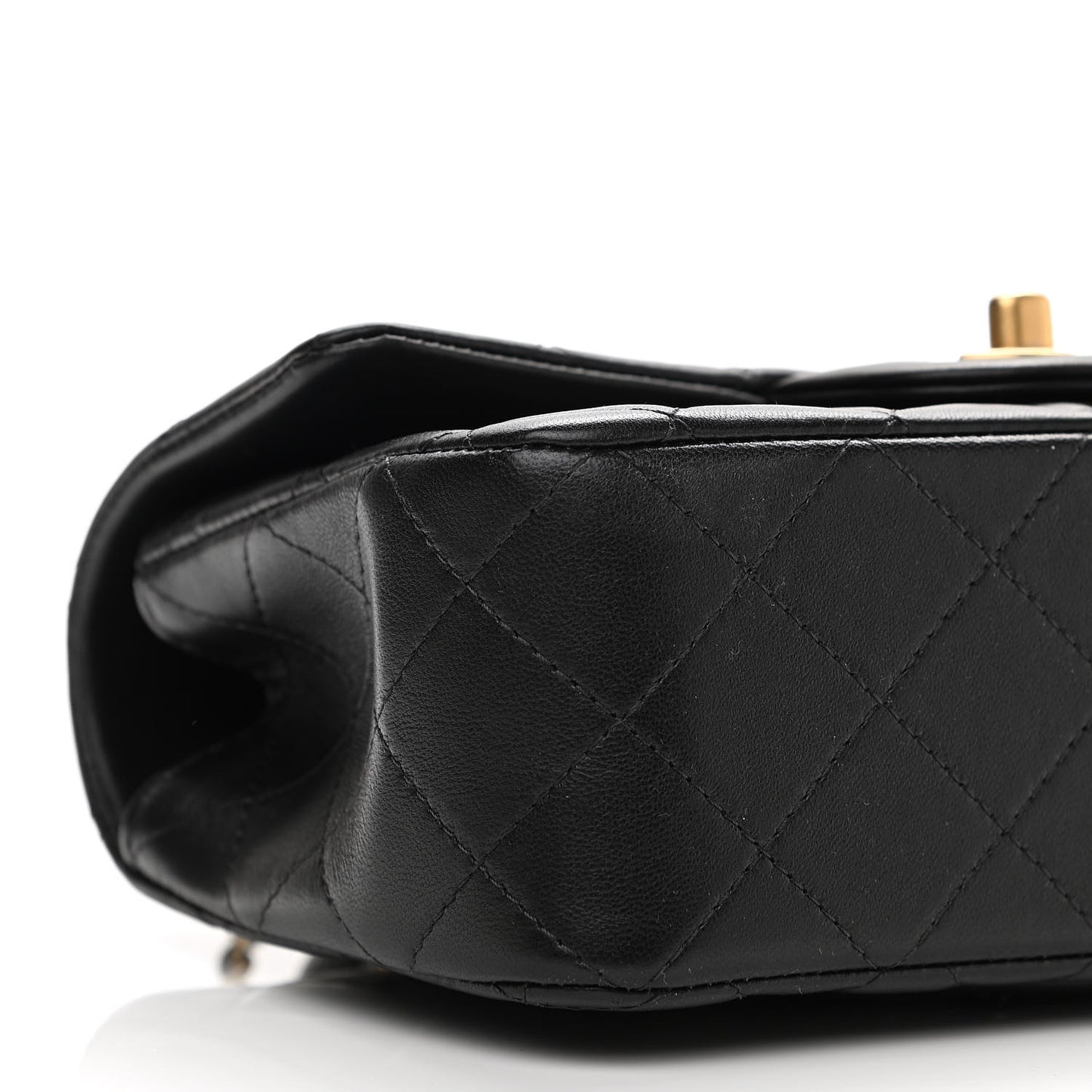 Lambskin Quilted Mini Top Handle Rectangular Flap Black