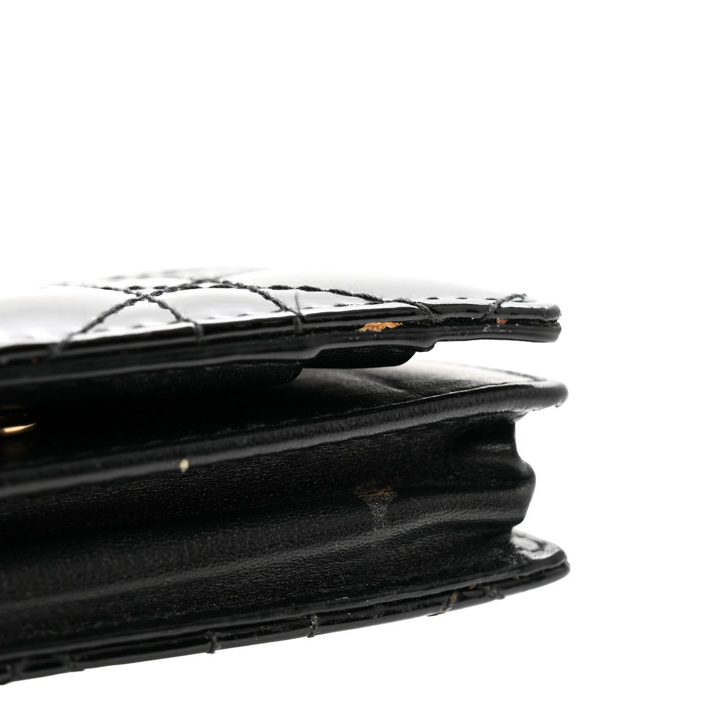 Patent Cannage Small Lady Dior Flap Card Holder Black