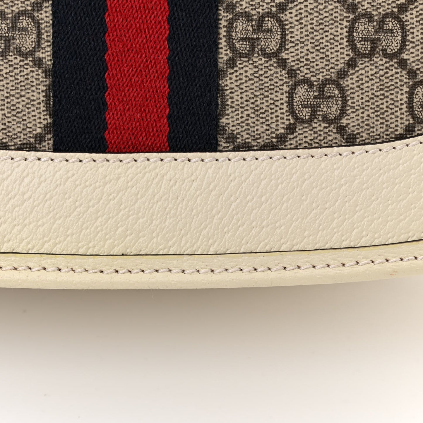GG Supreme Monogram Web Large Ophidia Shoulder Bag Beige Ebony Mystic White