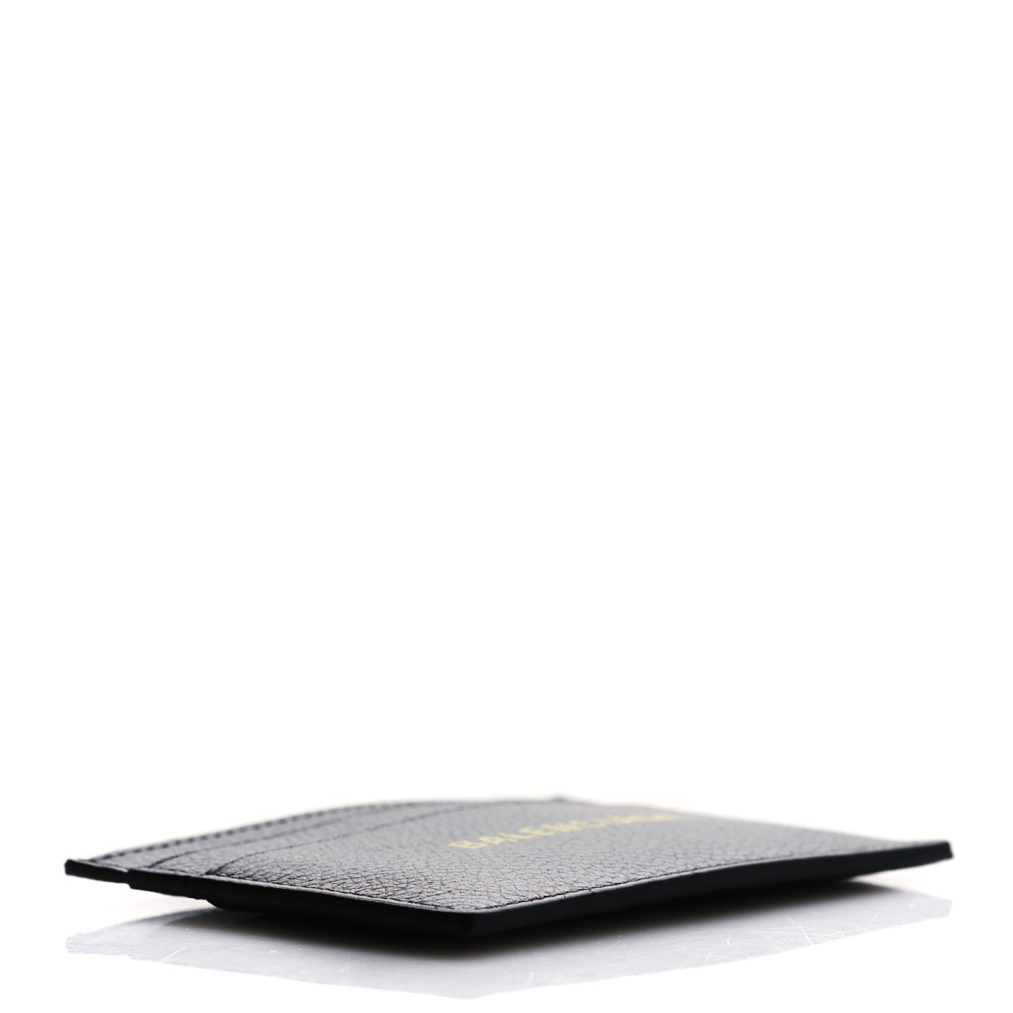 Grained Calfskin Logo Cash Card Holder Black Fluo Yellow