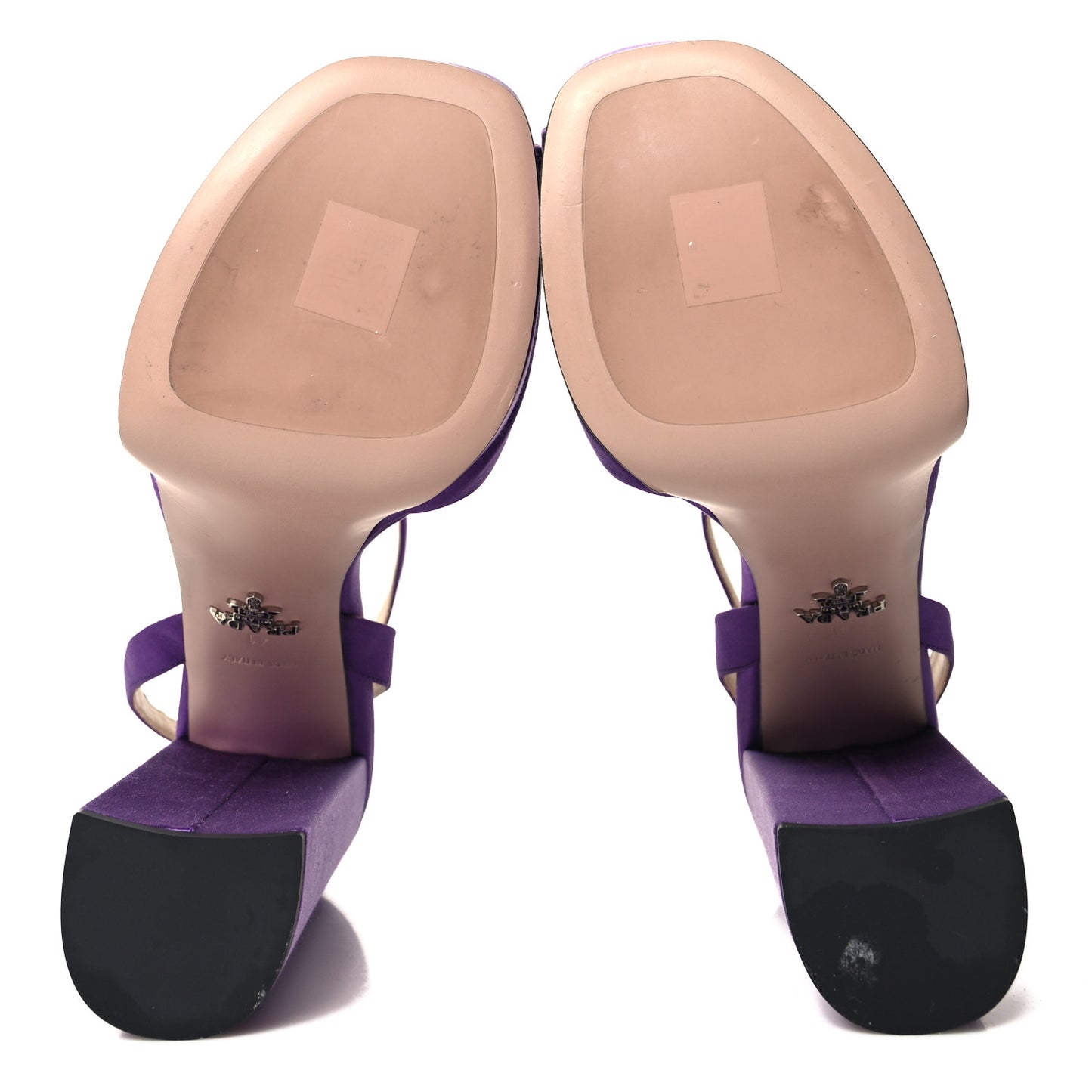 Satin Metal Triangle Logo Ankle Strap 40/135mm Platform Sandals 41 Viola