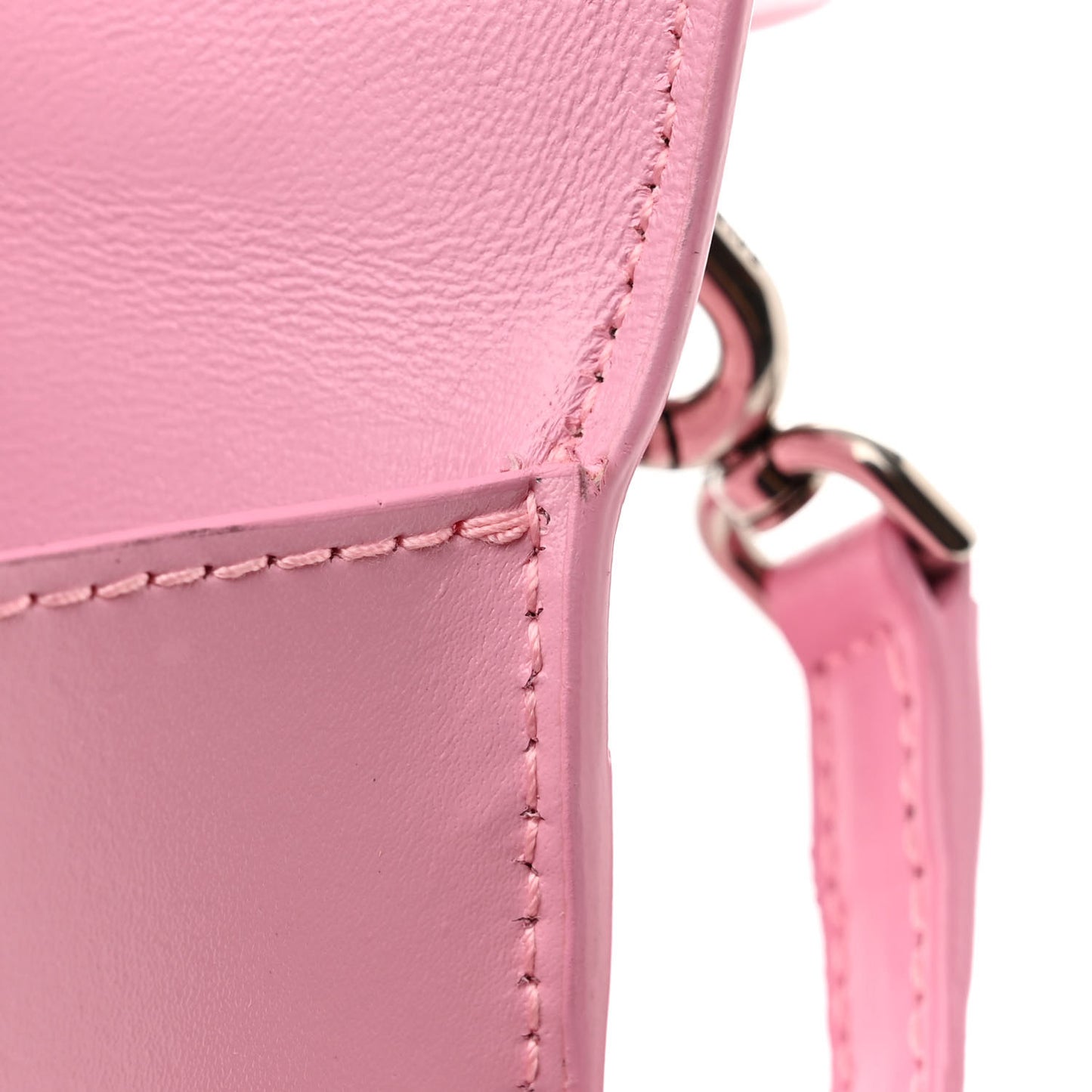 Shiny Box Calfskin Tonal B Hourglass Top Handle Bag XS Candy Pink