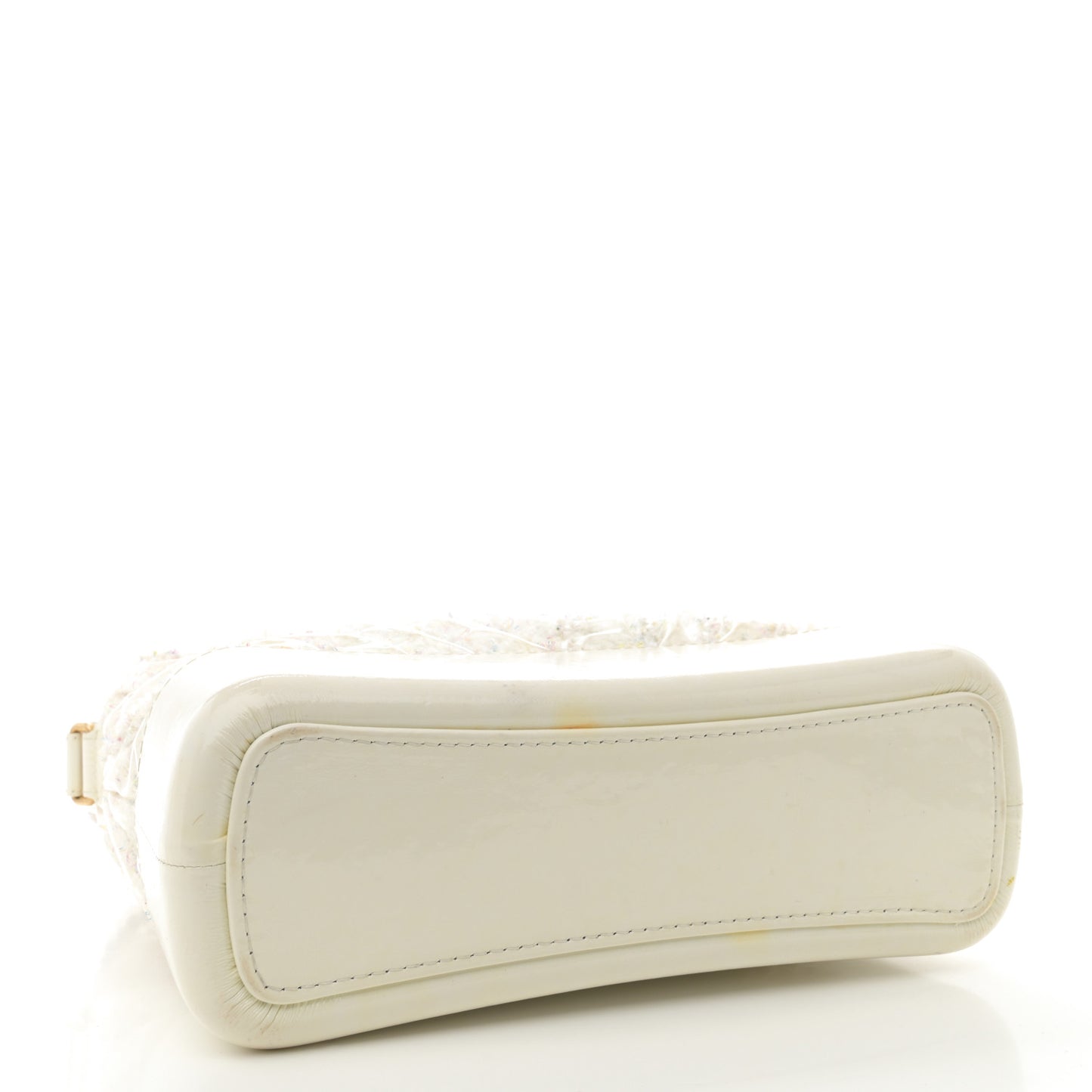 Tweed PVC Patent Chevron Quilted Medium Gabrielle Hobo White