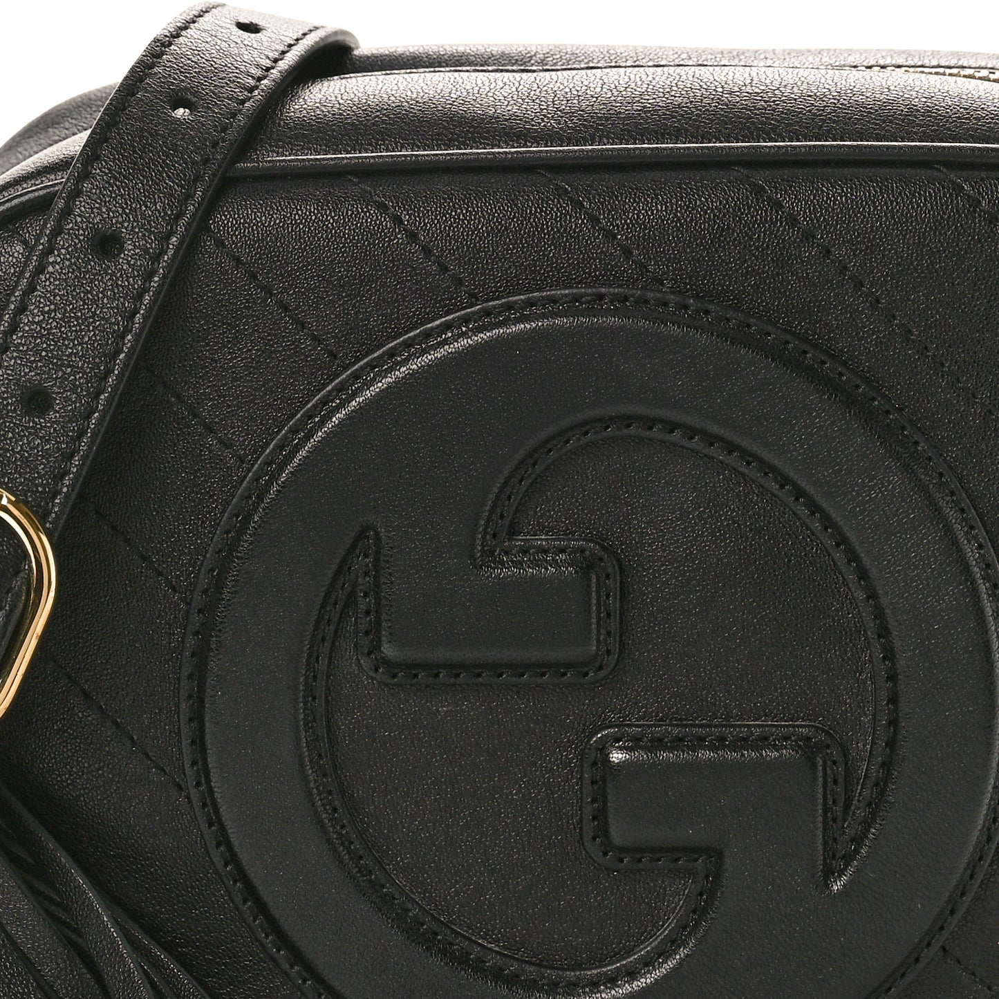 Sakai Be Green Calfskin Diagonal Stitched Small Blondie Shoulder Bag Black