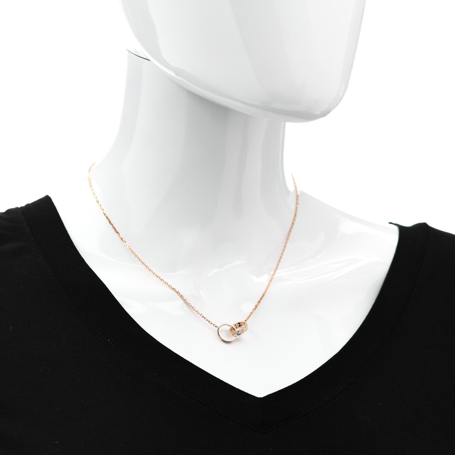 Cartier 18K Pink Gold Diamond Interlocking LOVE Necklace 2 of 6