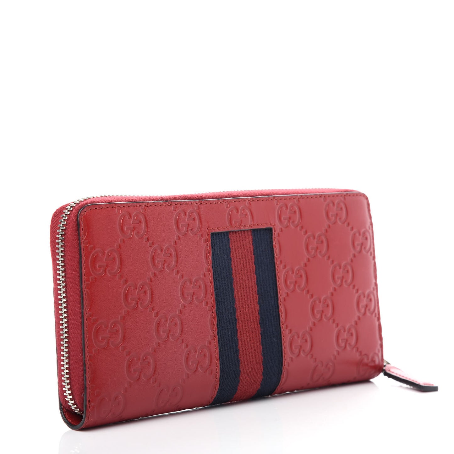 Guccissima Web Zip Around Wallet Red