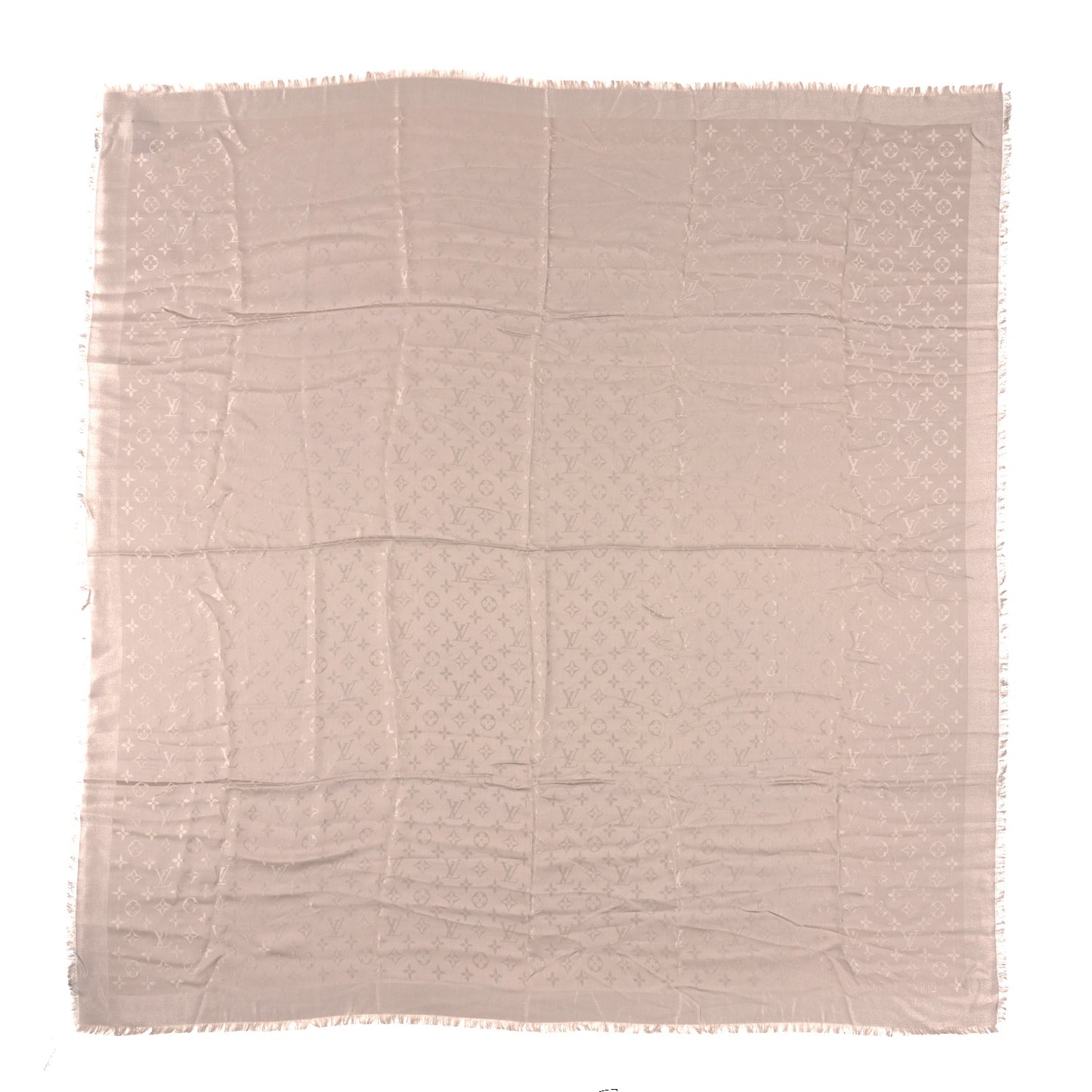 Silk Lurex Wool Monogram Shine Shawl Greige