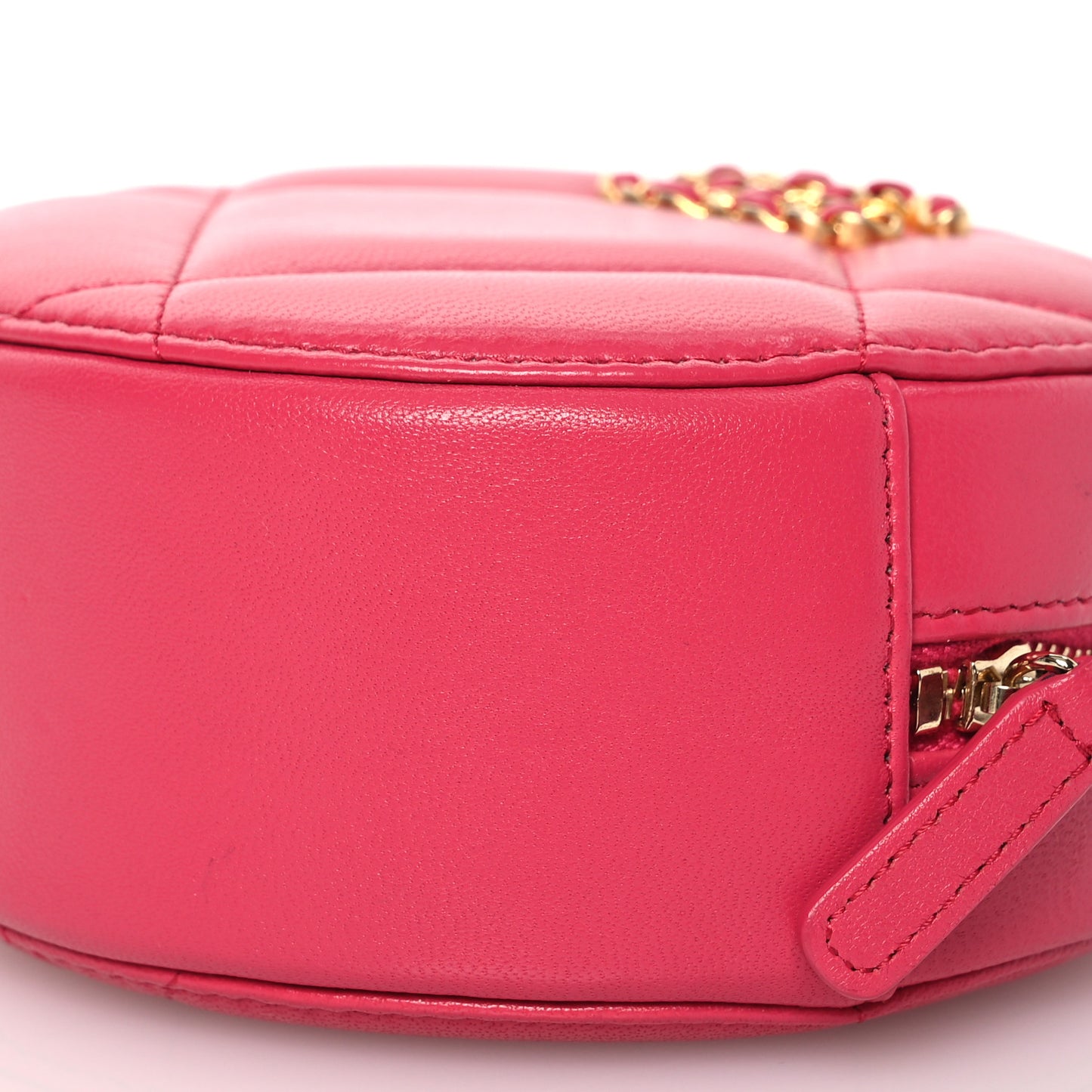 Goatskin Quilted Chanel 19 Round Clutch With Chain Dark Pink