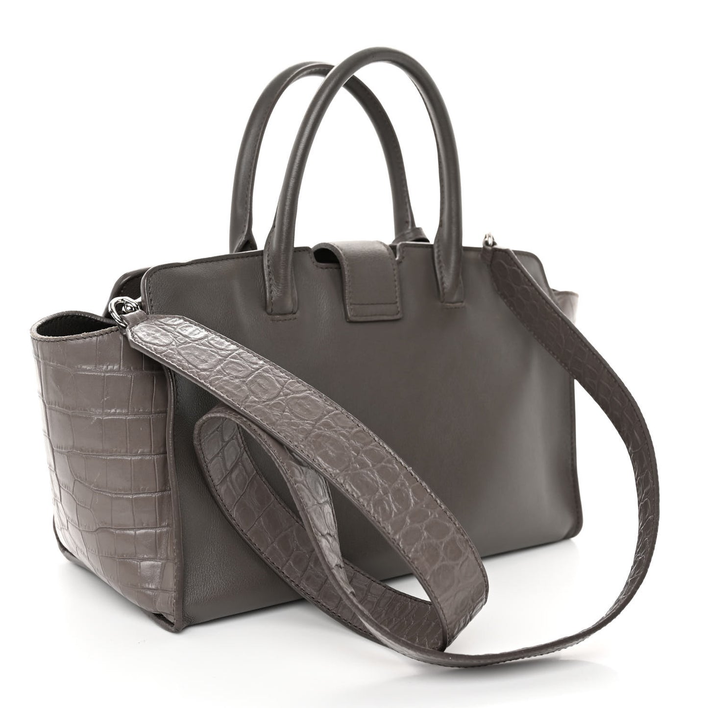 Smooth Calfskin Crocodile Embossed Baby Monogram Downtown Cabas Earth