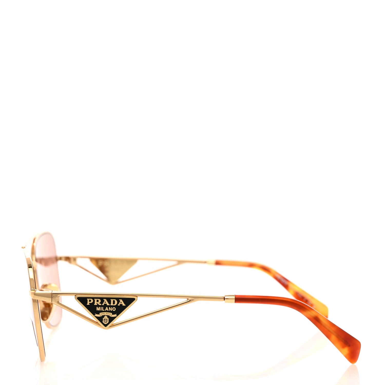 Prada Metal Symbole Triangle Logo Sunglasses SPRA50 Beige 3 of 9