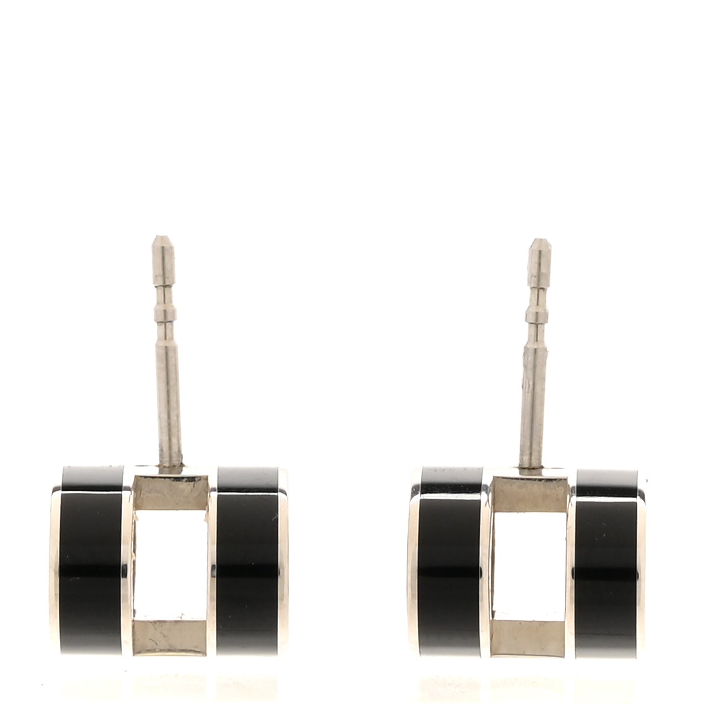 Palladium Lacquered Mini Pop H Earrings Black