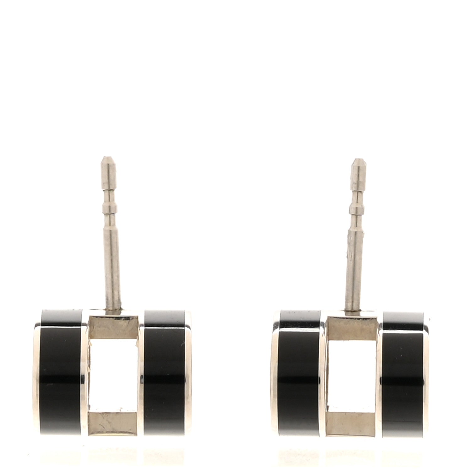 Hermes Palladium Lacquered Mini Pop H Earrings Black 3 of 4