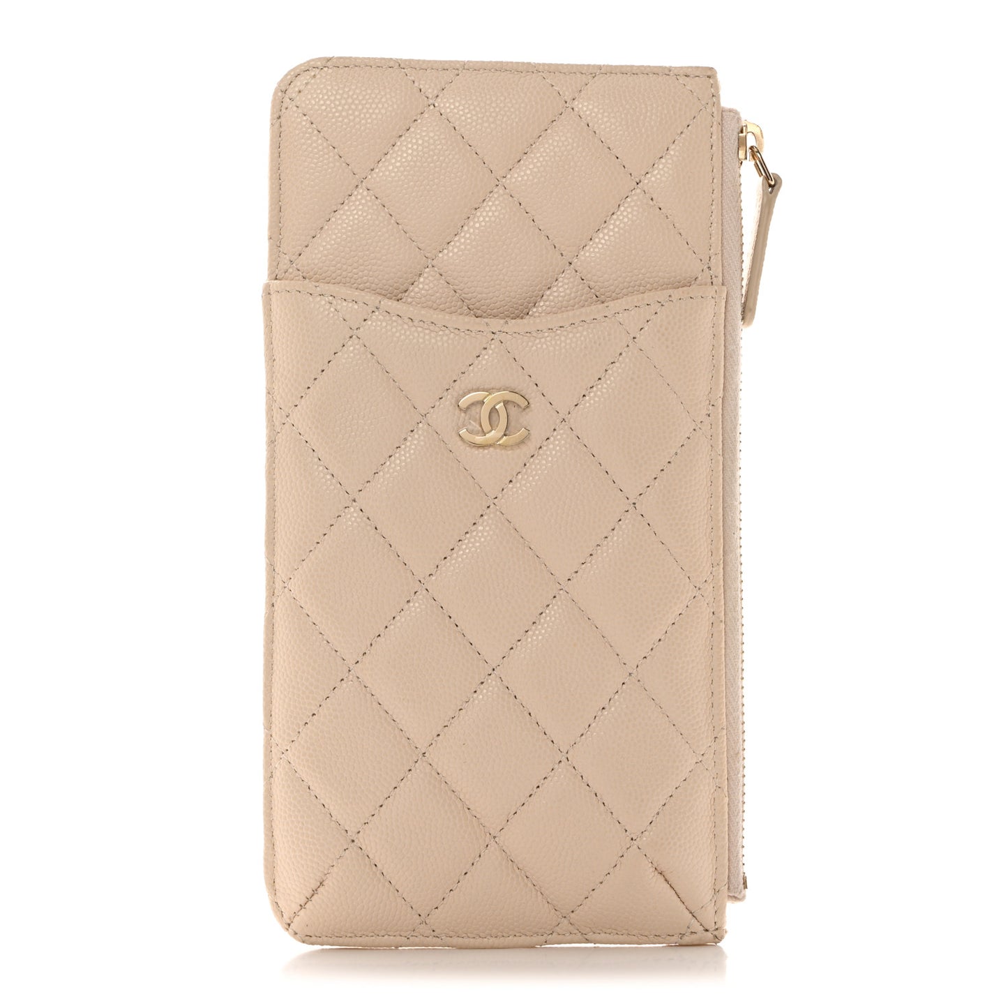 Caviar Quilted Classic iPhone Pouch Light Beige